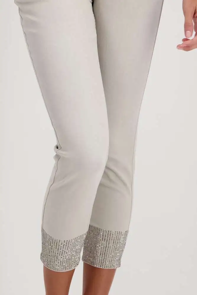 Pantalón MONARI jeans cropped pedrería - Imagen 6