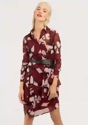 Vestido ALBA CONDE corto estampado granate