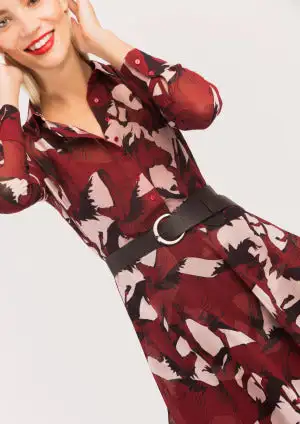 Vestido ALBA CONDE corto estampado granate - Imagen 3
