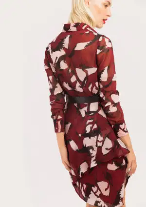 Vestido ALBA CONDE corto estampado granate - Imagen 4