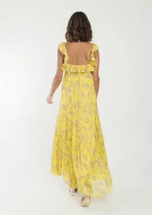 Alba Count Long Bloor Dress with leaflet detail in the neckline. - Image 2