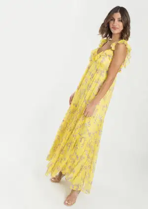 Alba Count Long Bloor Dress with leaflet detail in the neckline. - Image 3