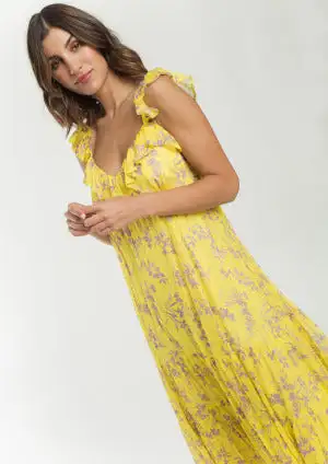 Alba Count Long Bloor Dress with leaflet detail in the neckline. - Image 4