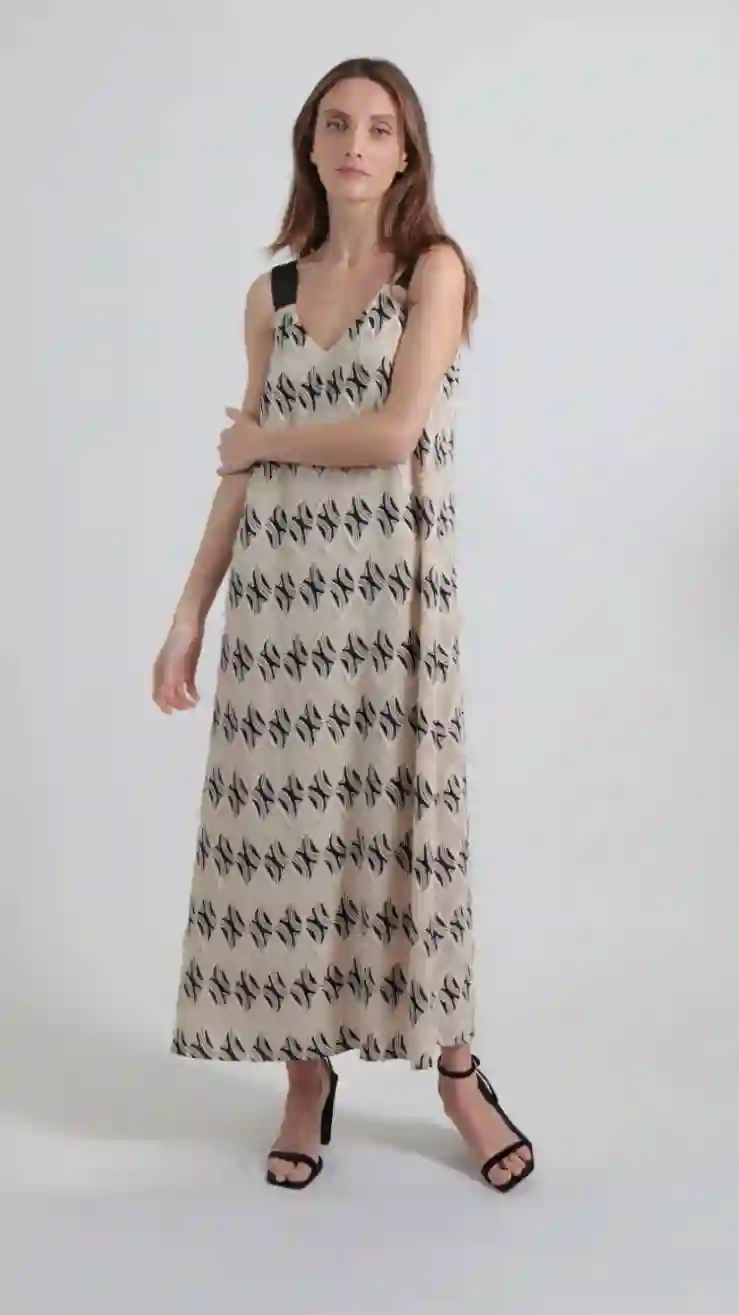 LONG GASA FLOCADA CHARRII DRESS