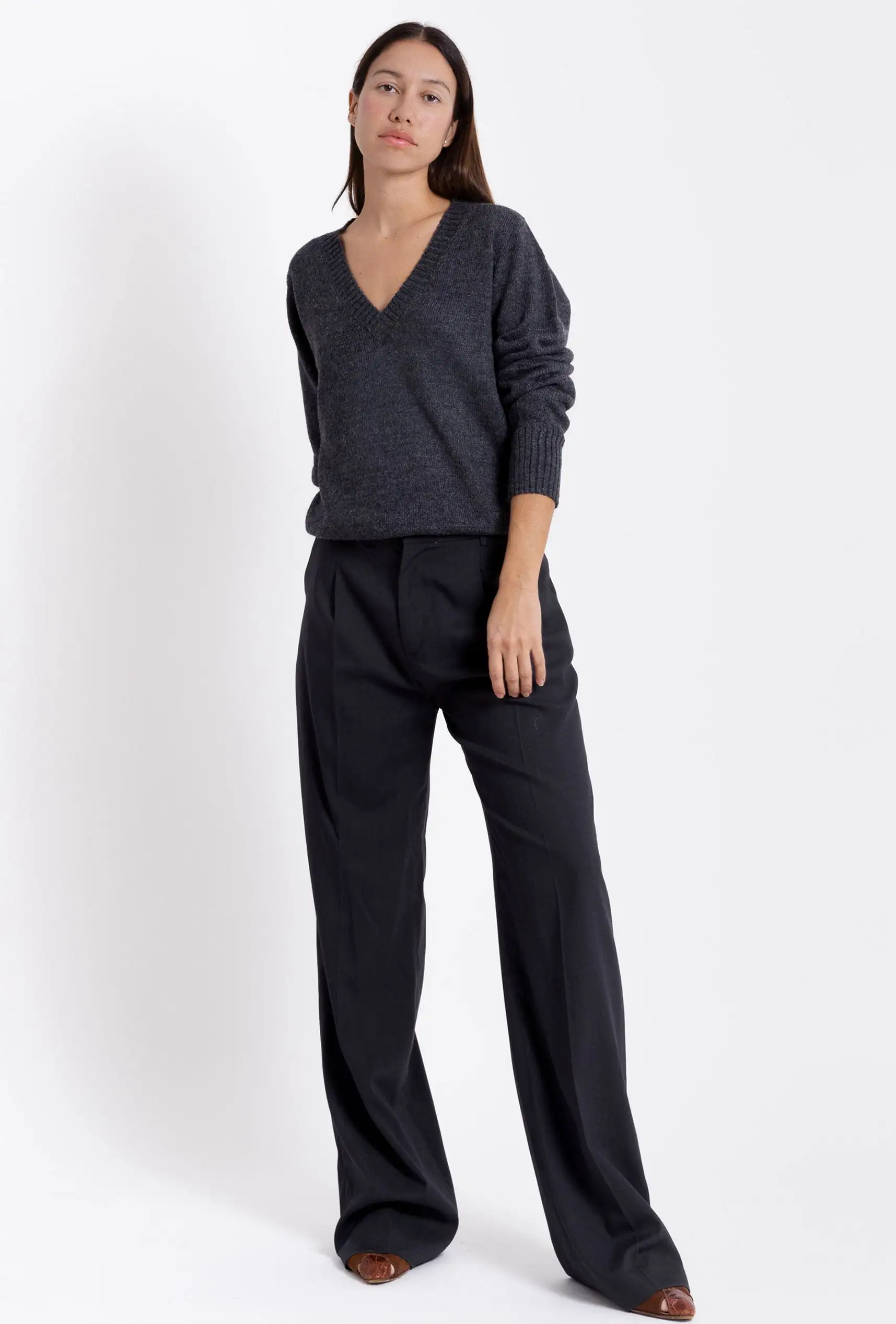 Jersey con cuello de pico: Gris - Imagen 4