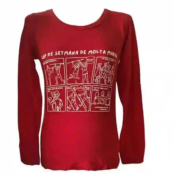 Camiseta mujer manga larga "cap de setmana de molta marxa"