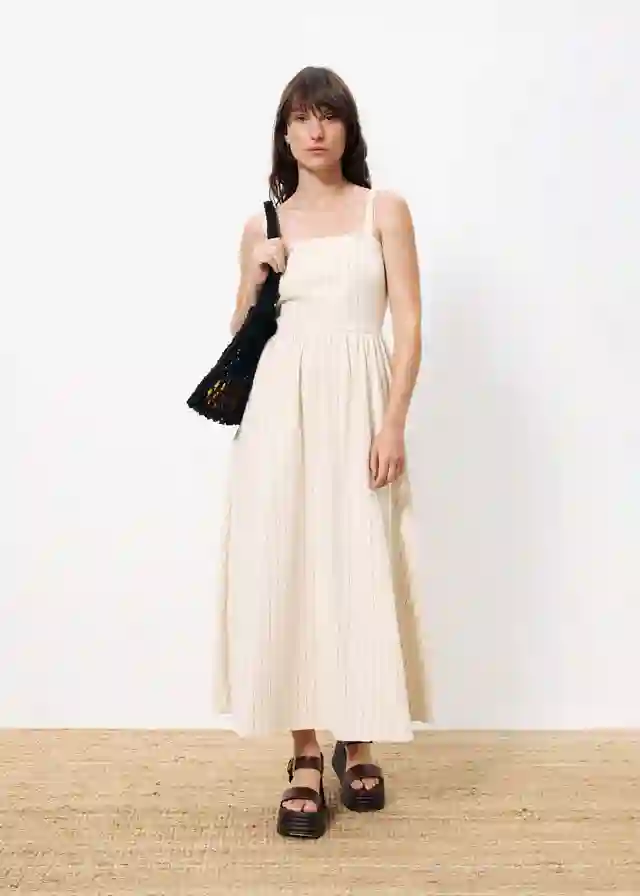 Vestido largo estilo jacquard BLANCO