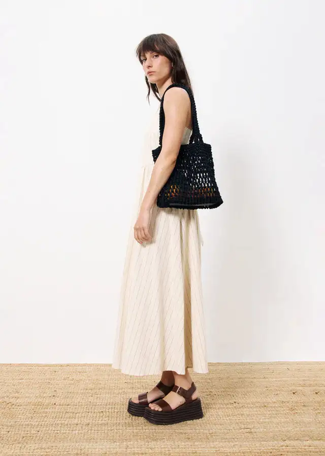 Vestido largo estilo jacquard BLANCO - Imagen 2