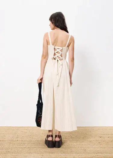 Vestido largo estilo jacquard BLANCO - Imagen 3