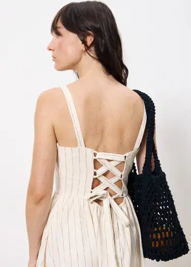 Vestido largo estilo jacquard BLANCO - Imagen 4