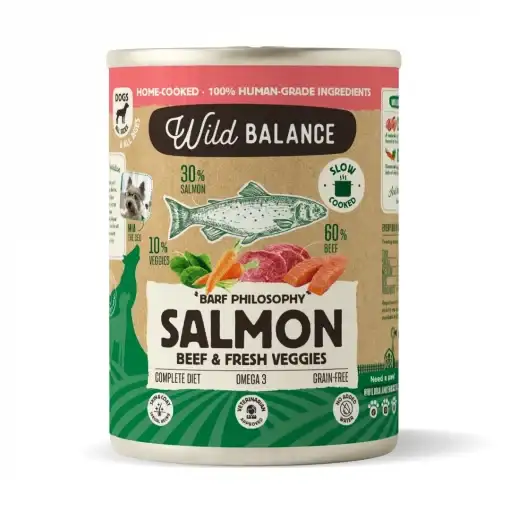 Wild Balance Lata Cocinada al Vapor de Salmón y Ternera 400grs