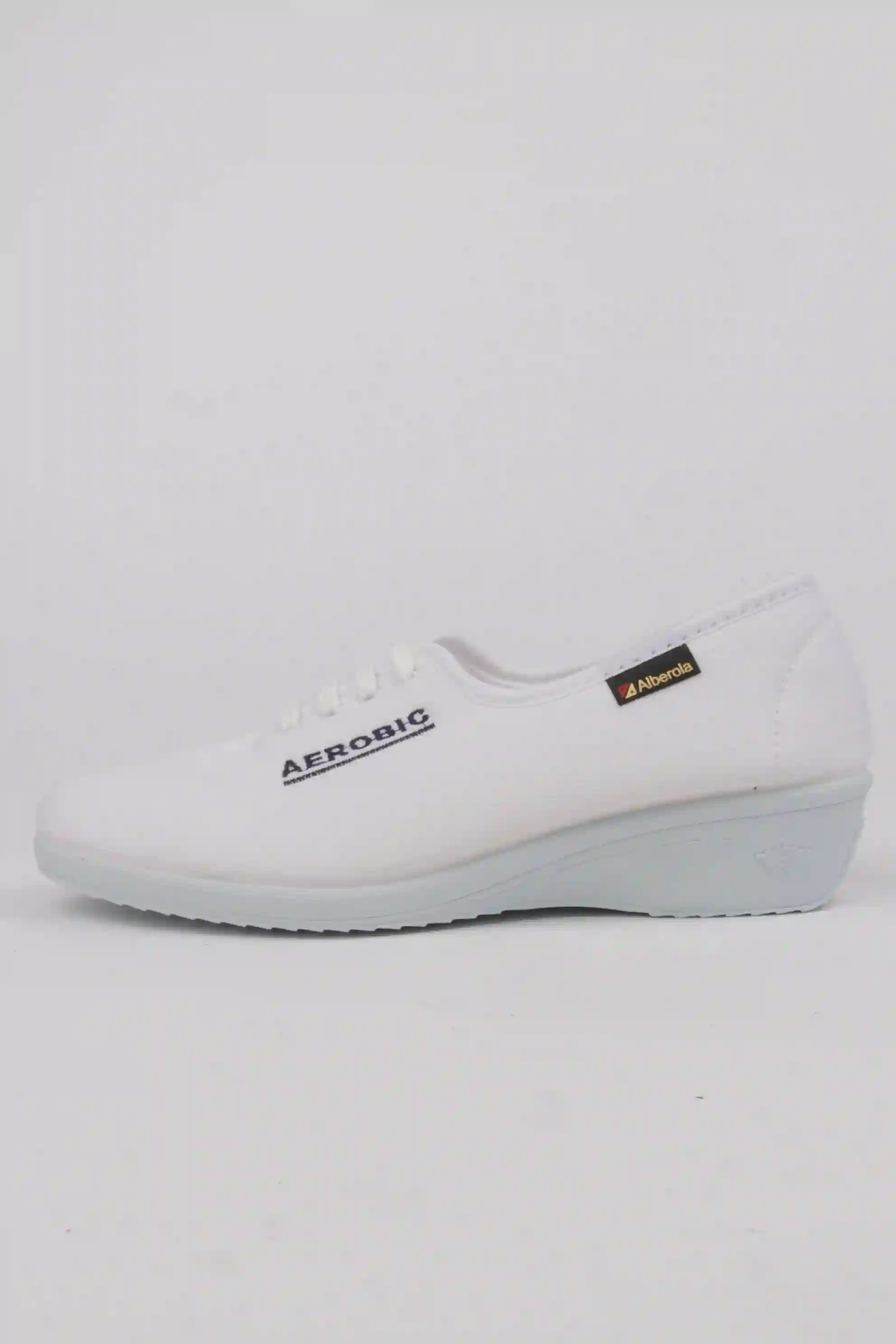 Zapatilla Alberola "AerÓbic" Con Cuña de Goma en Lona Blanca