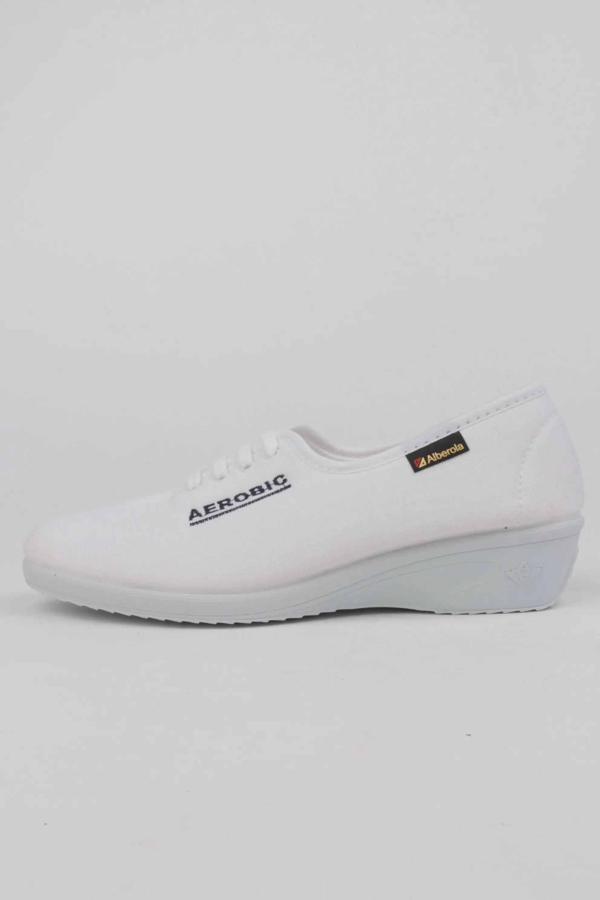 Zapatilla Alberola "AerÓbic" Con Cuña de Goma en Lona Blanca