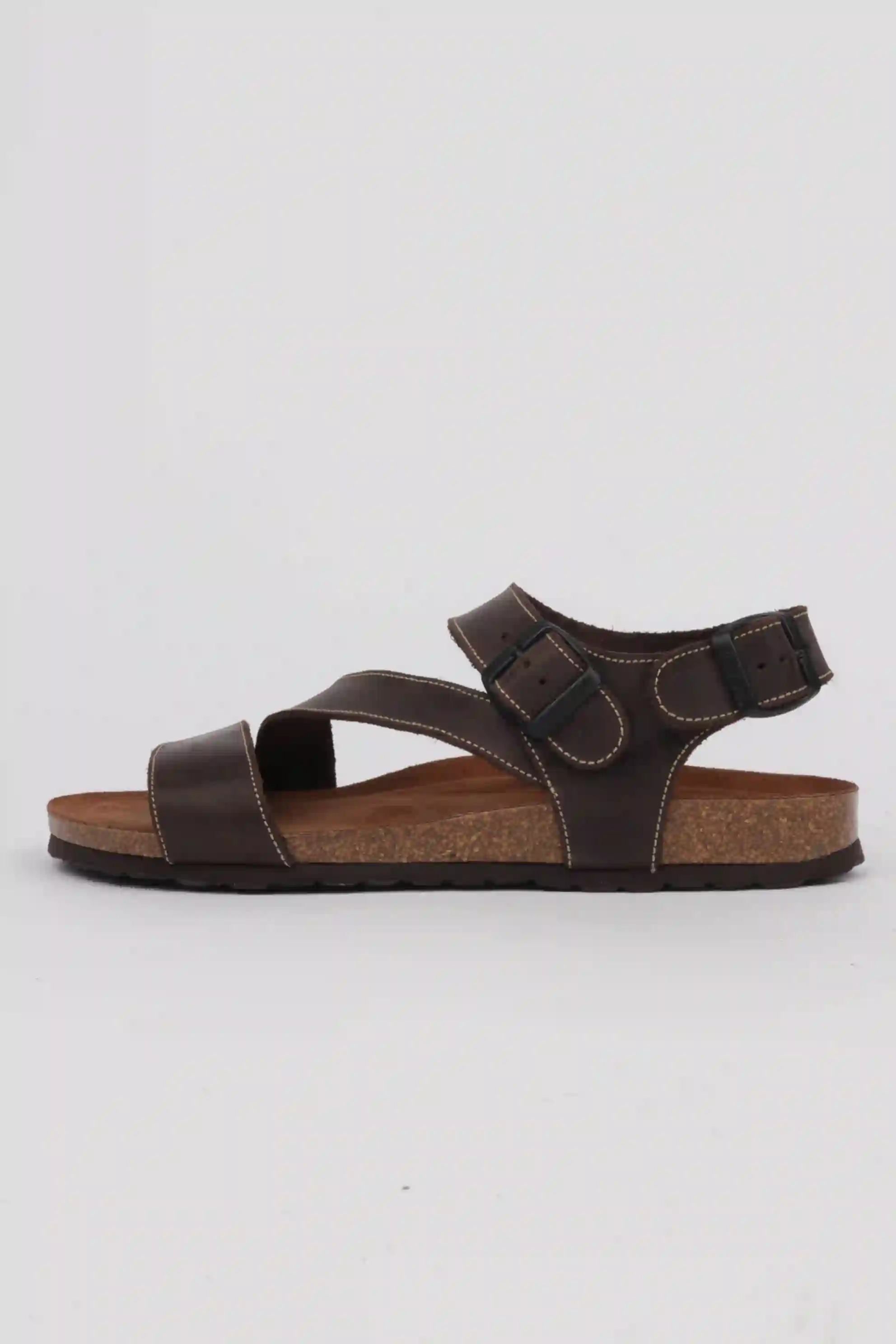 Sandalias Interbios Hombre Piel Color Marrón