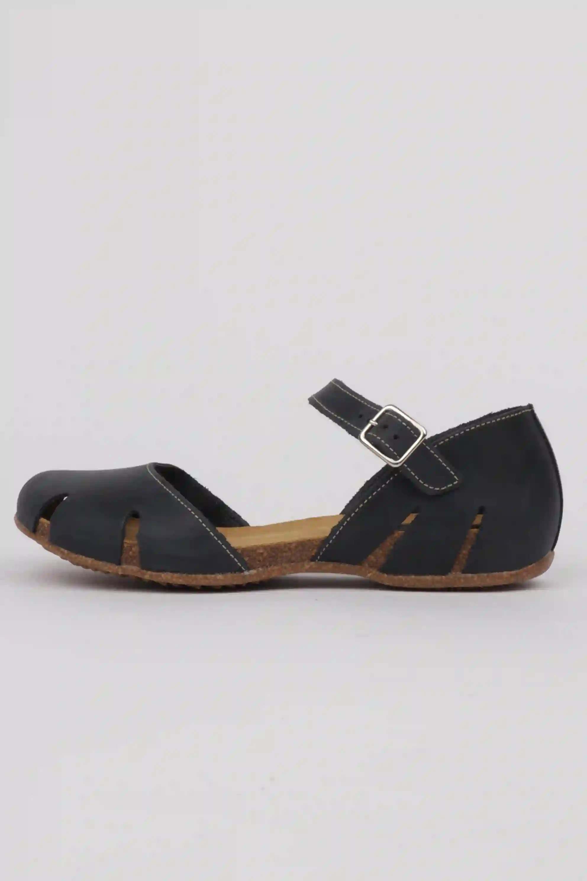 Sandalias azules interbios Mujer pertera cerrada