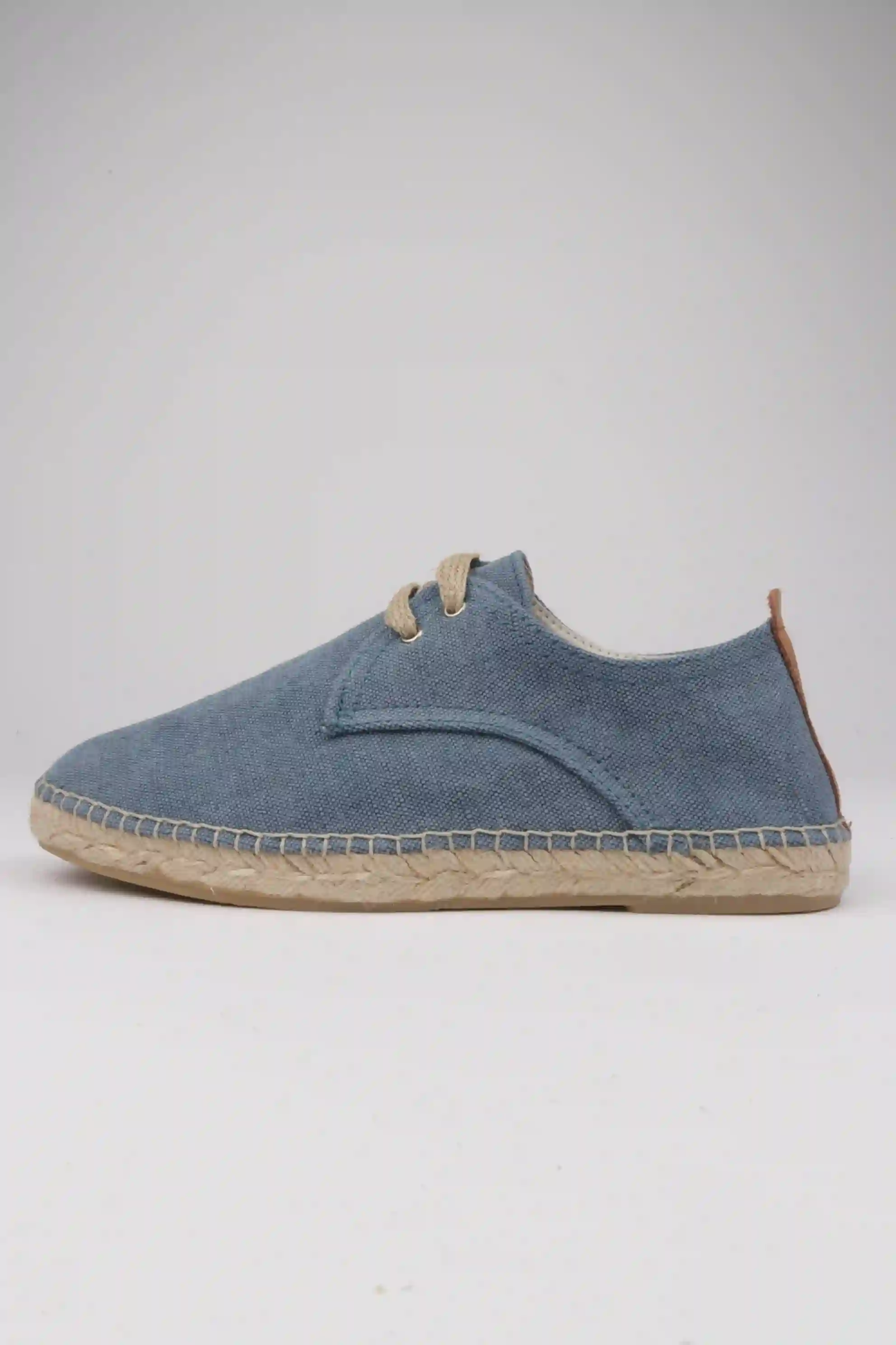 Espadrilles de cordones en lona color azulón
