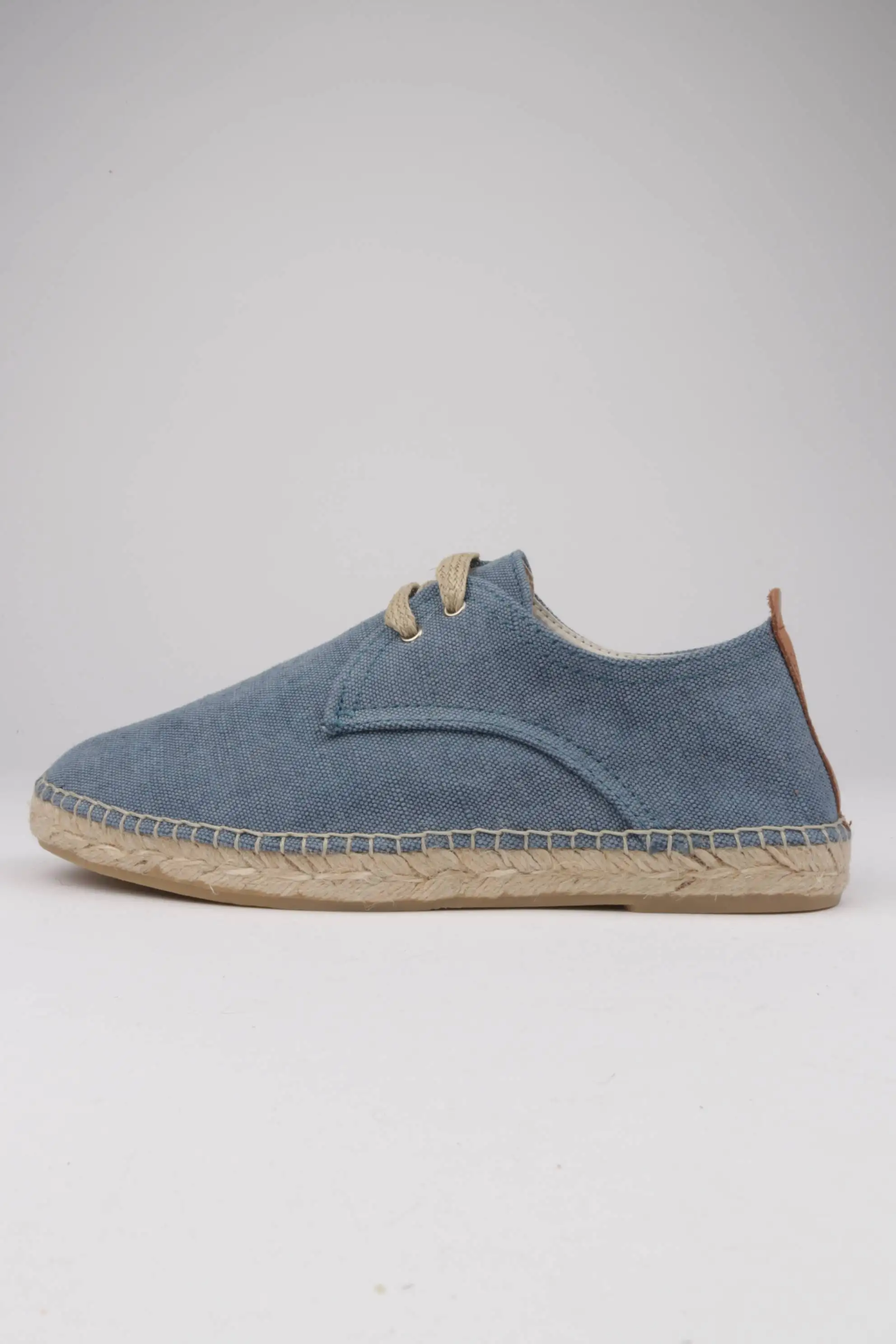 Espadrilles de cordones en lona color azulón