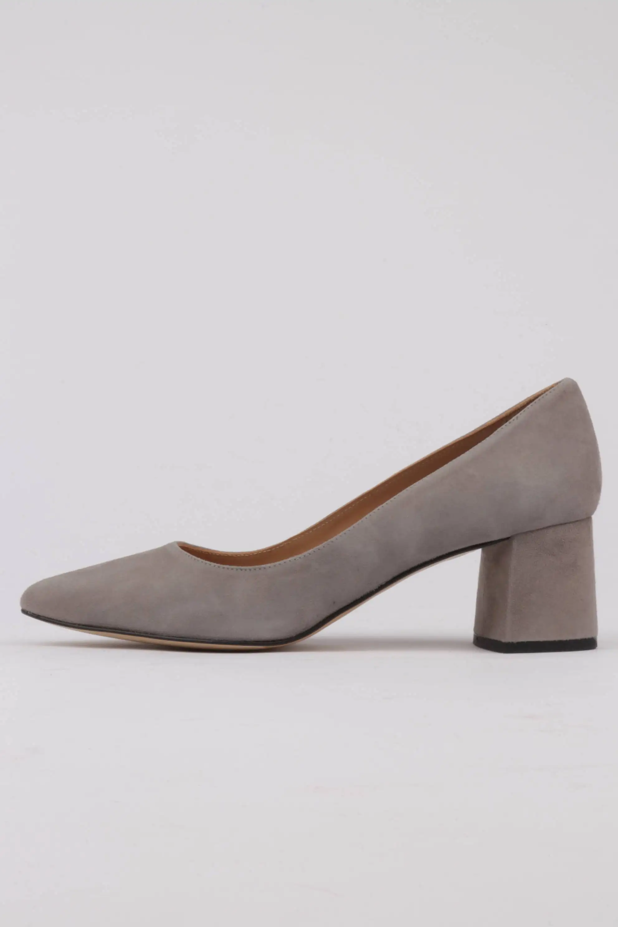 Zapatos Stilettos Color Gris Con Tacón Bloque