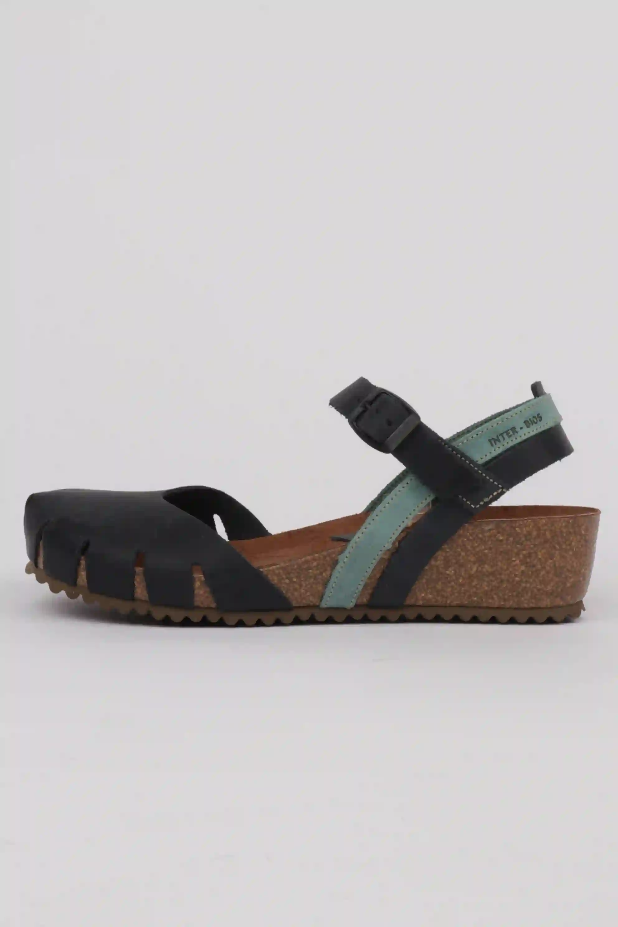 Sandalias Interbios Cuña Color Azul Cerrada de Puntera
