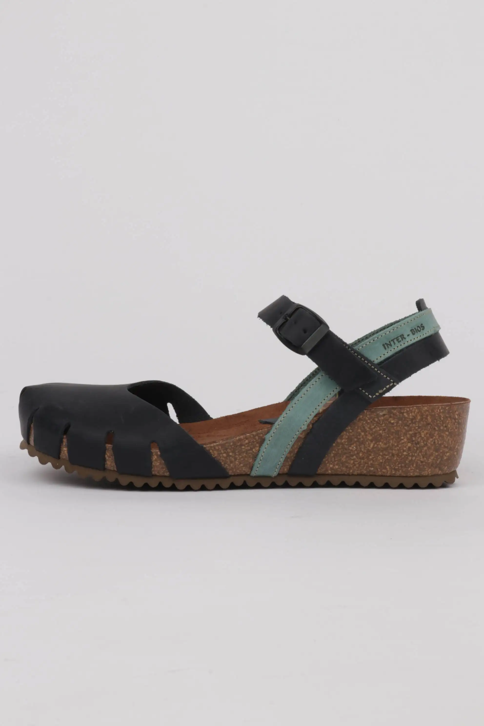 Sandalias Interbios Cuña Color Azul Cerrada de Puntera