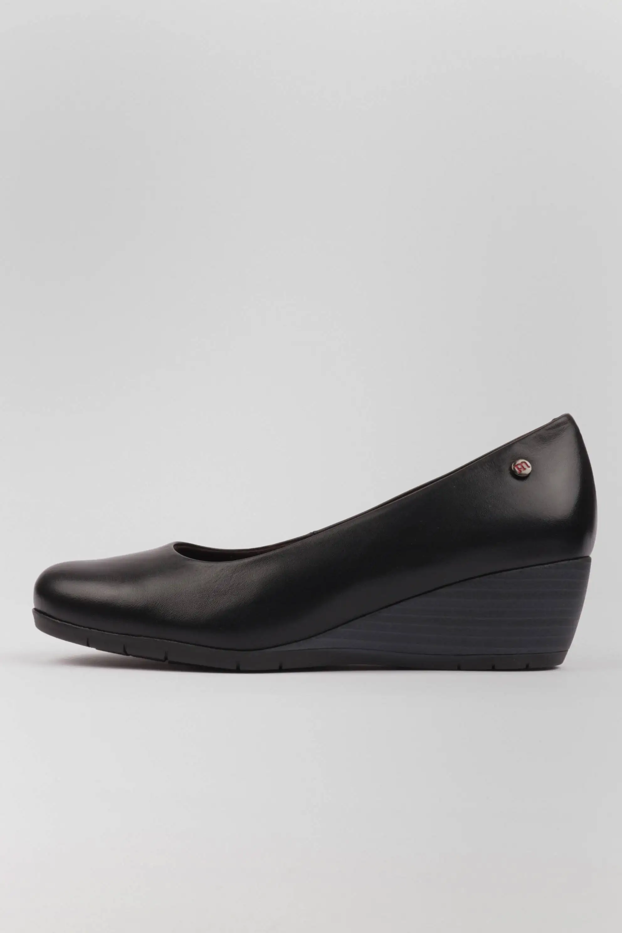 Zapatos Salón Negro Cuña Con Plantilla Extraible