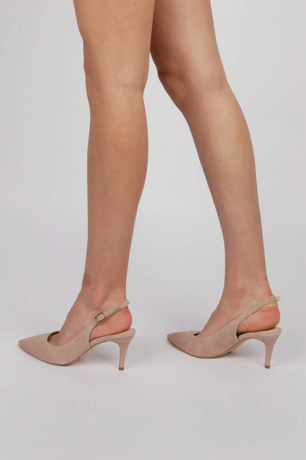 Zapatos Abios de Talón Ante Nude Tacón Fino