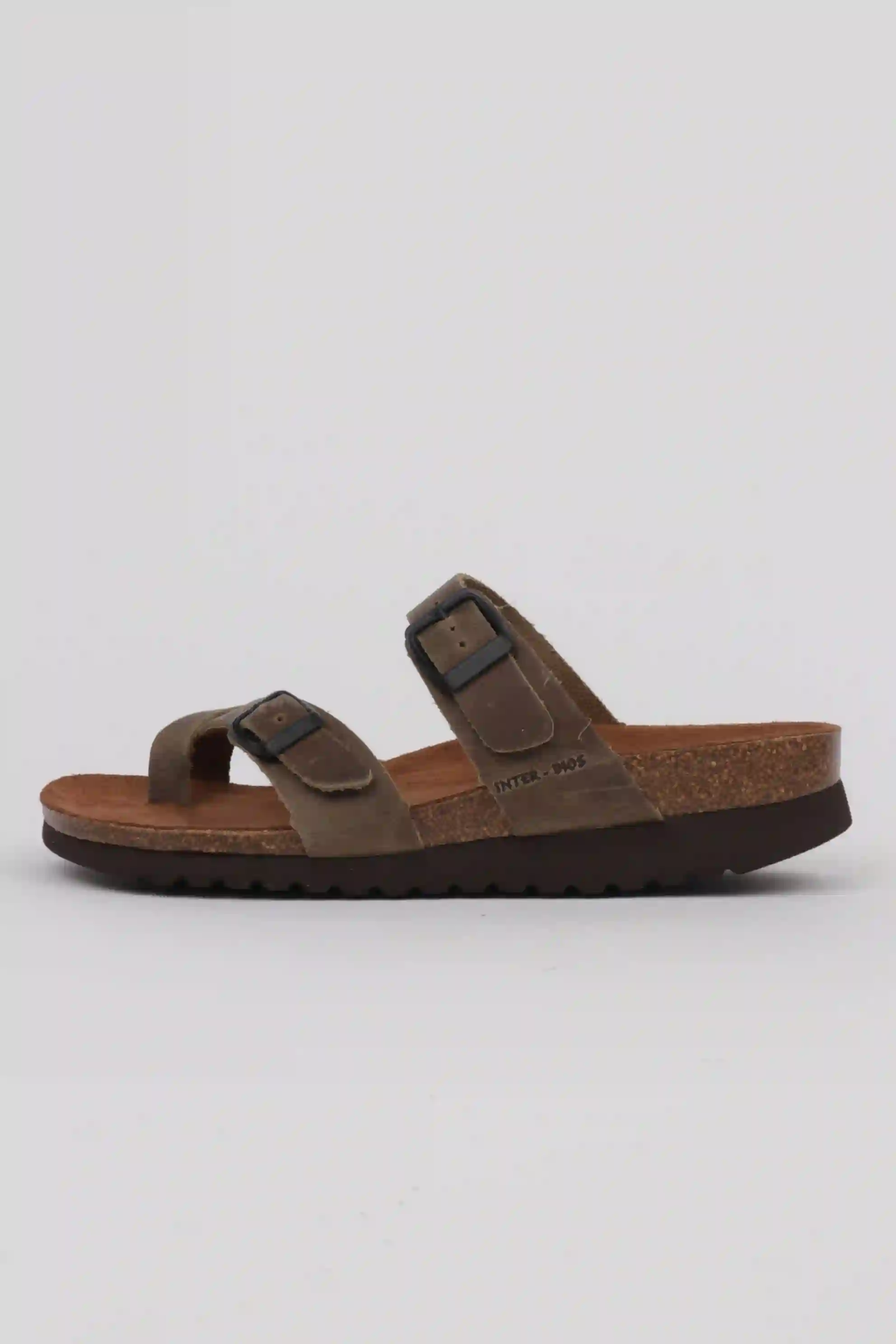 Sandalias inter bios con plataforma detalle hebillas color kaky