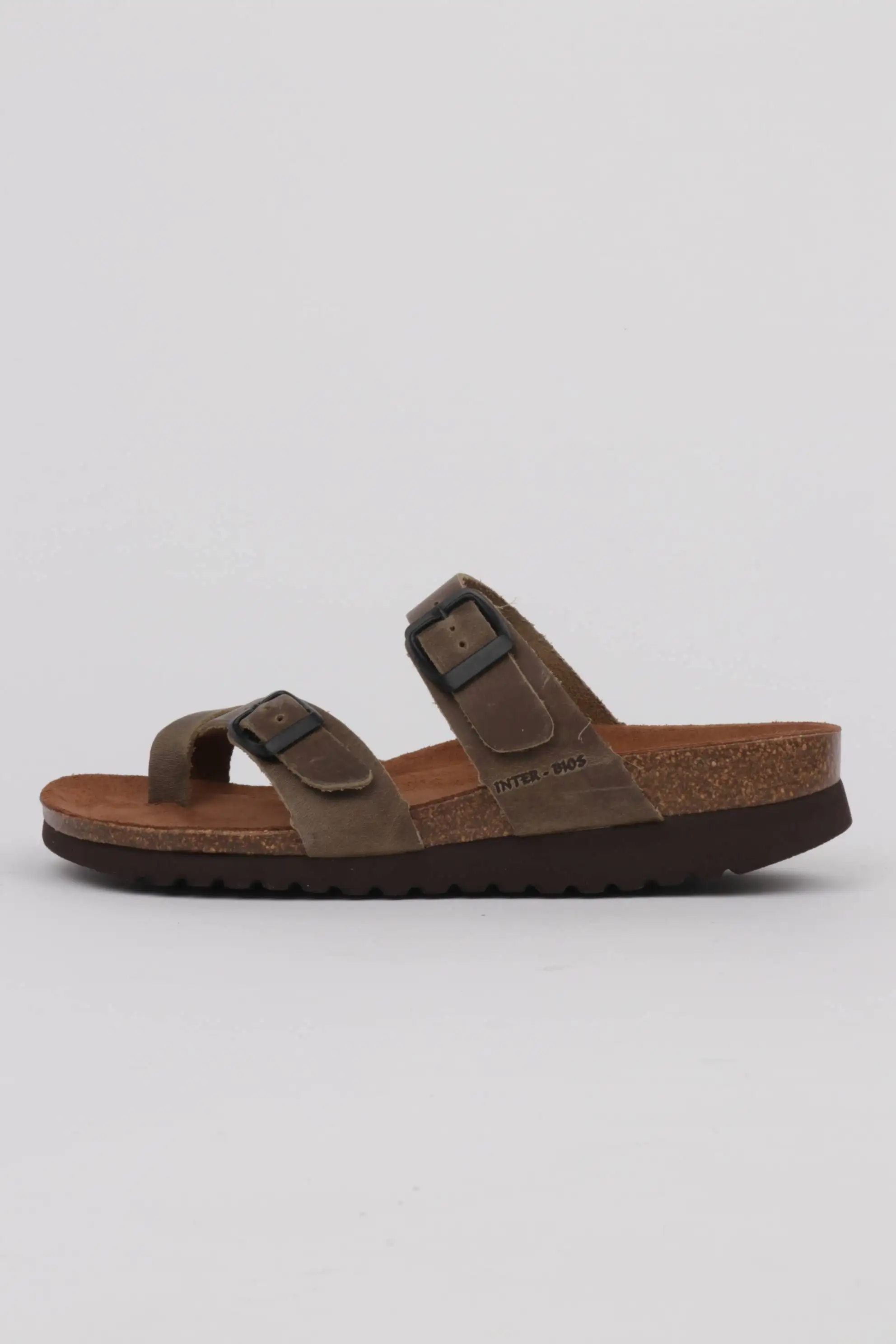 Sandalias inter bios con plataforma detalle hebillas color kaky