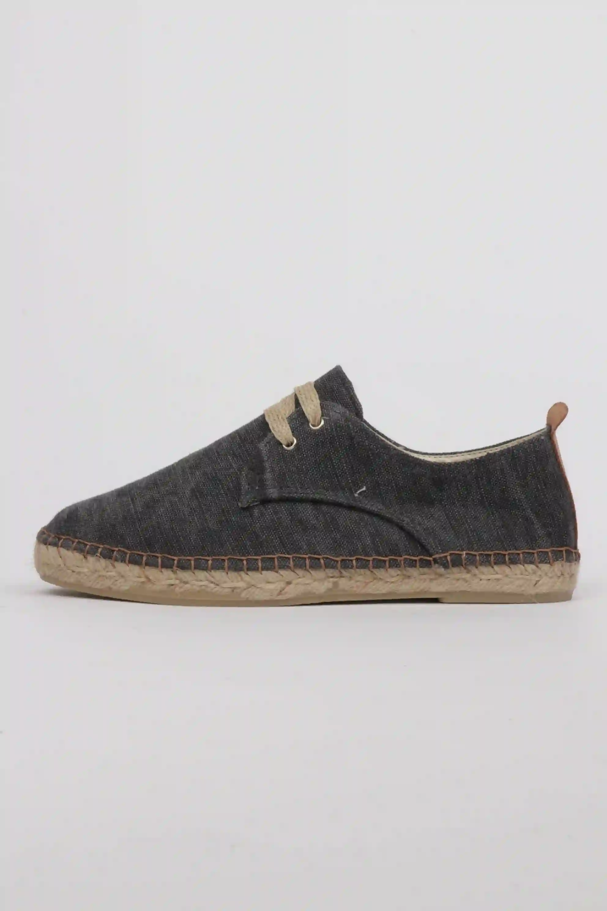 Alpargatas cordones hombre lona negra