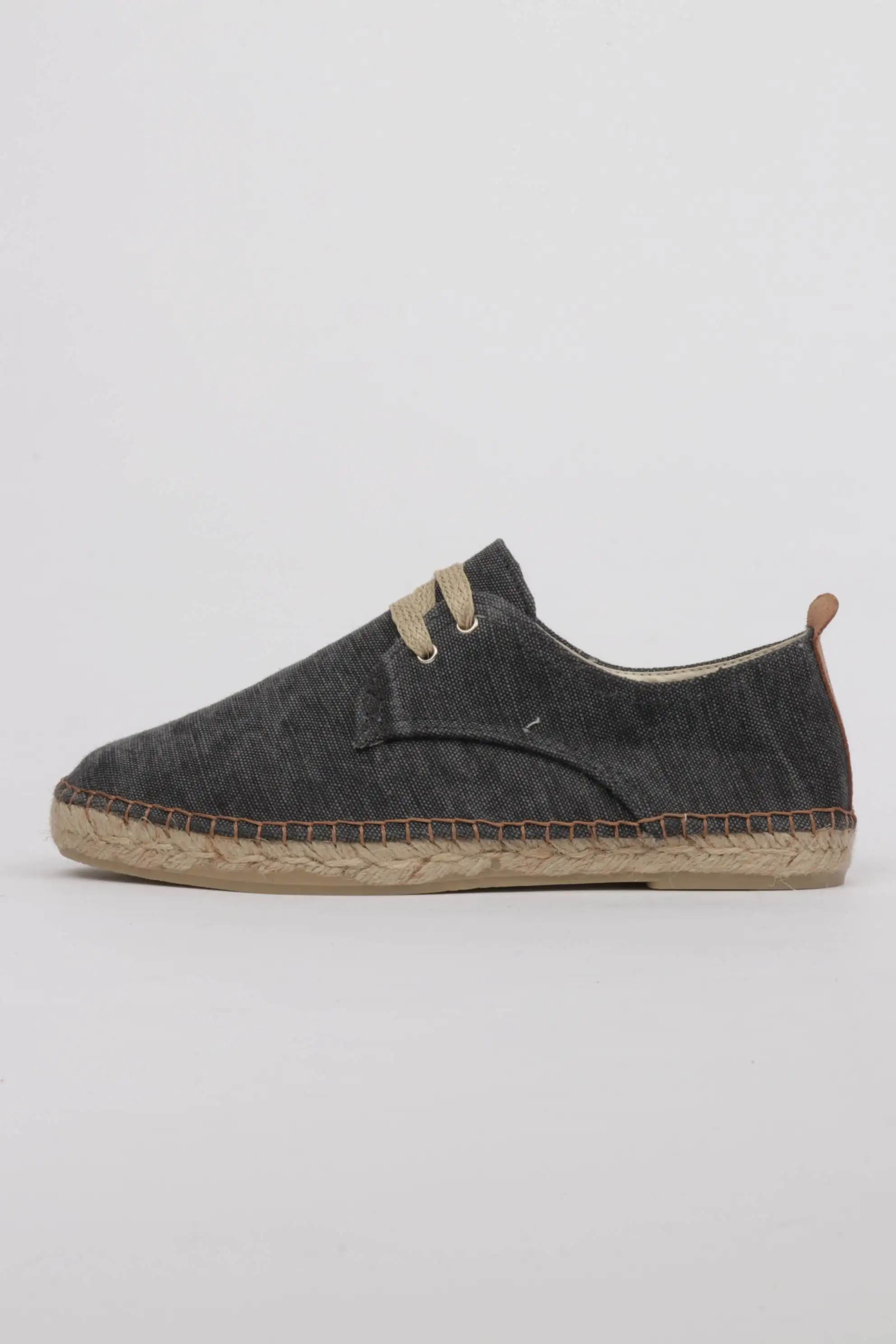 Alpargatas cordones hombre lona negra