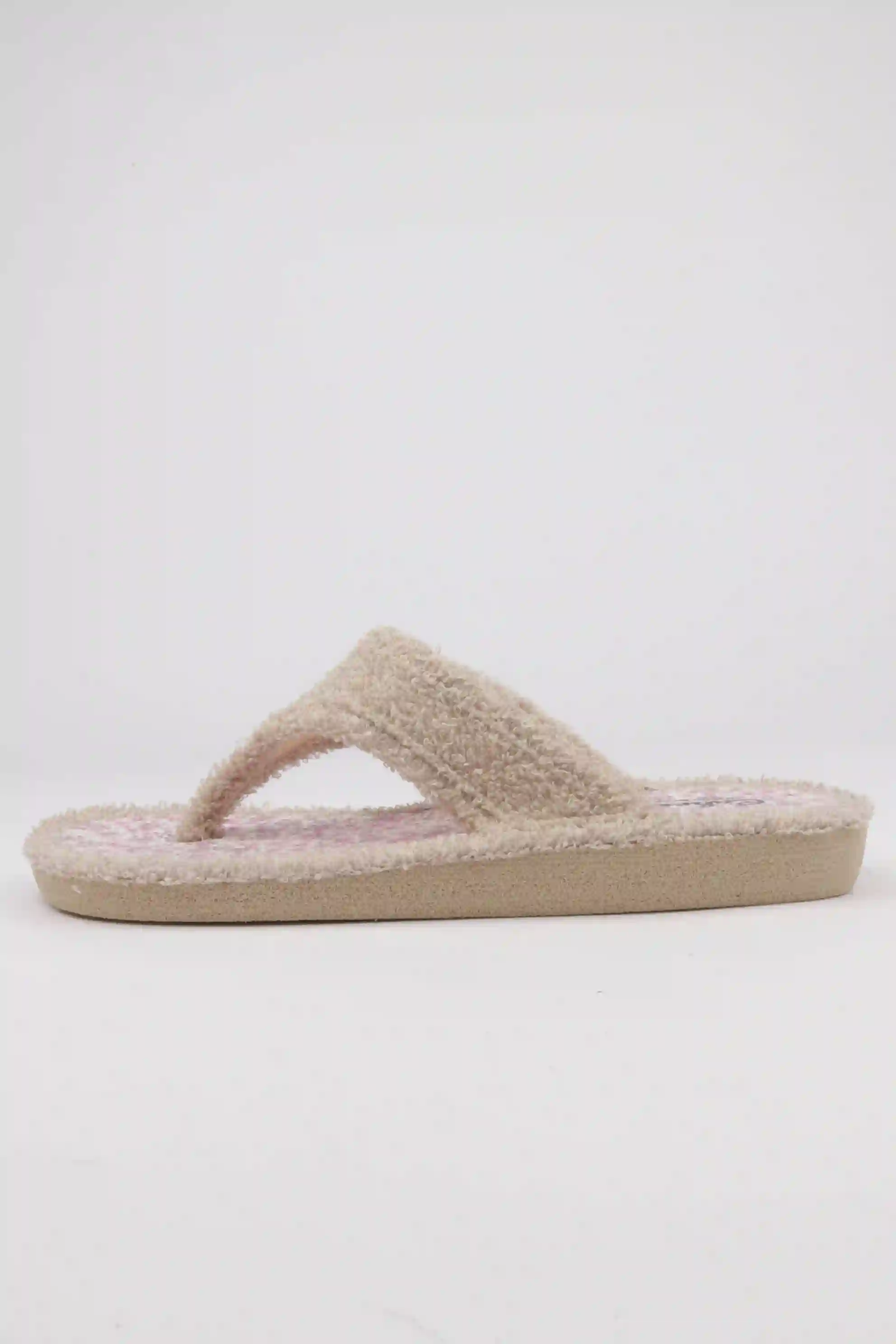 Zapatillas ent -Dedo Mujer Toalla Color Beige Detalle Flores