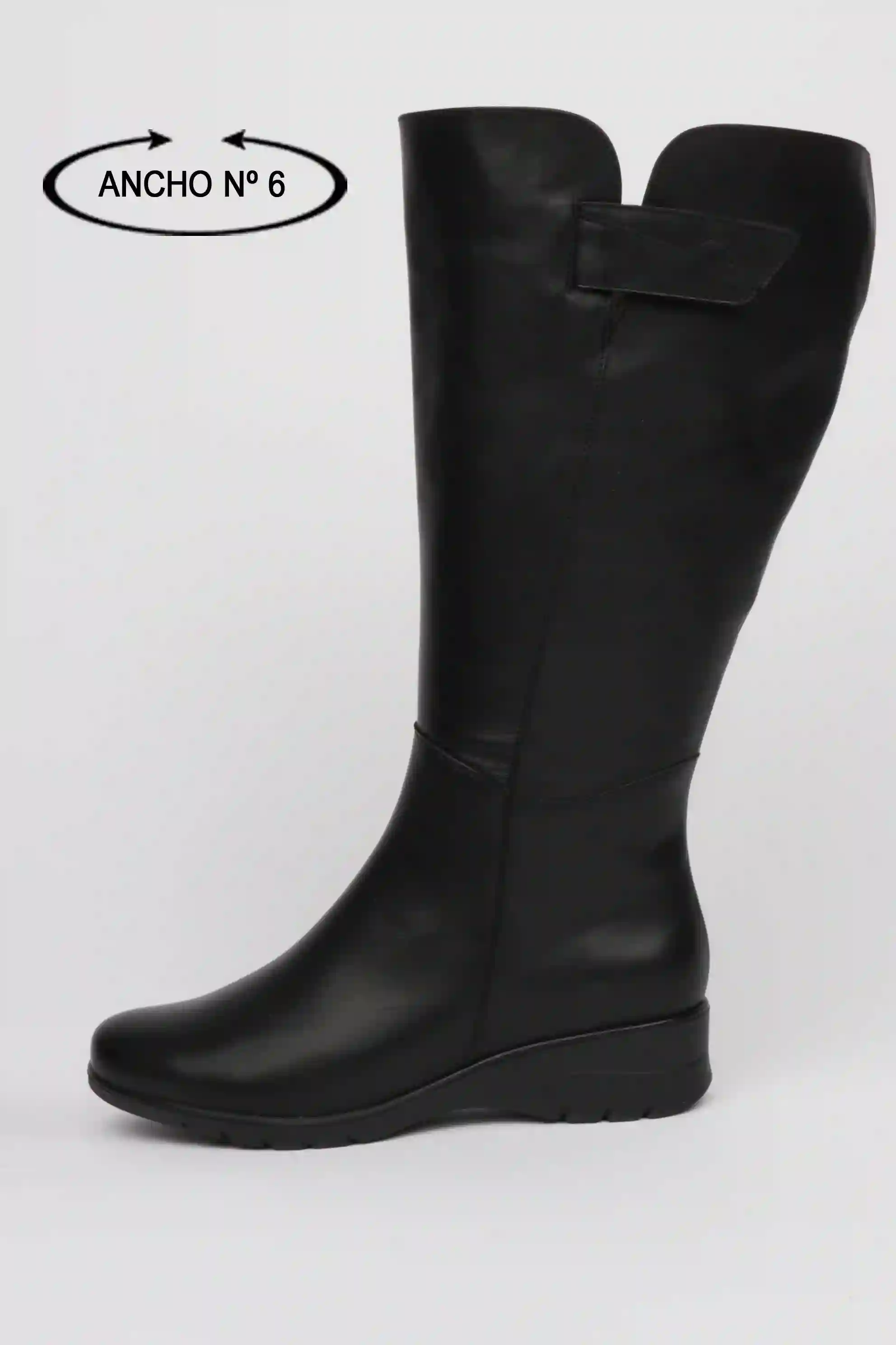 Botas negras caña ancha XXXXL cuña baja