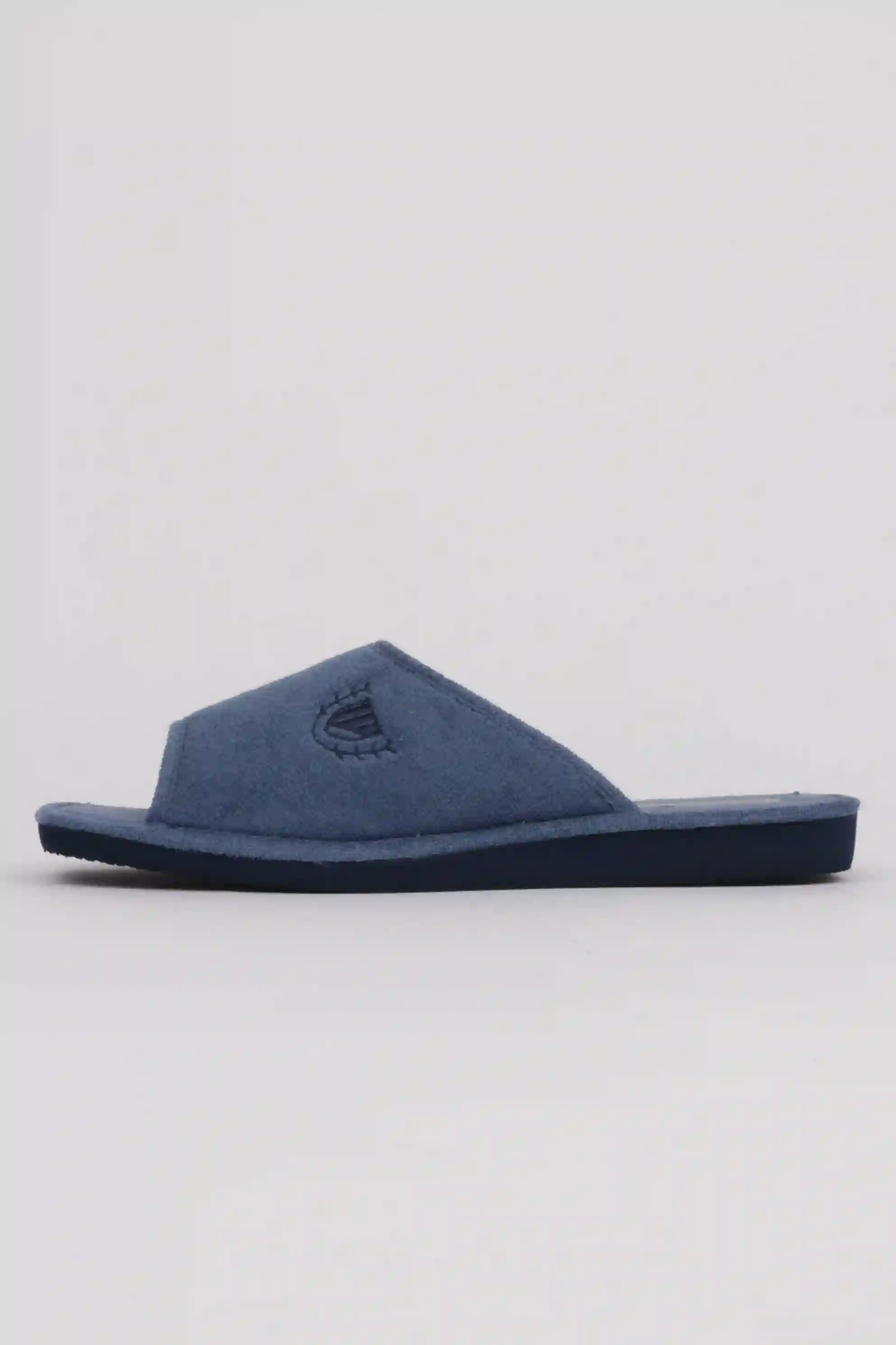 Zapatillas Casa Toalla Azul Vaquero Con Bordado