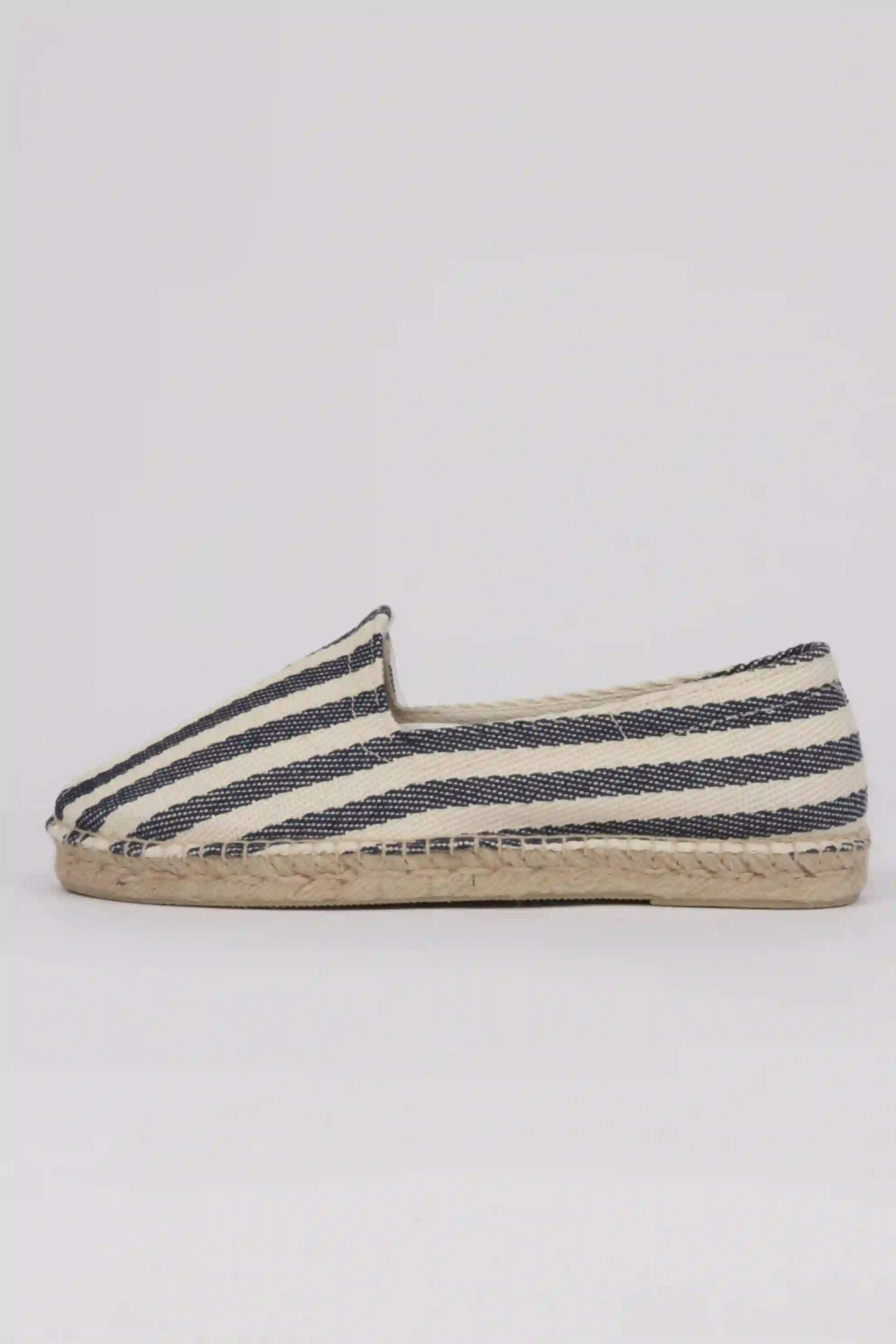 Alpargatas hombre azules rayas beige