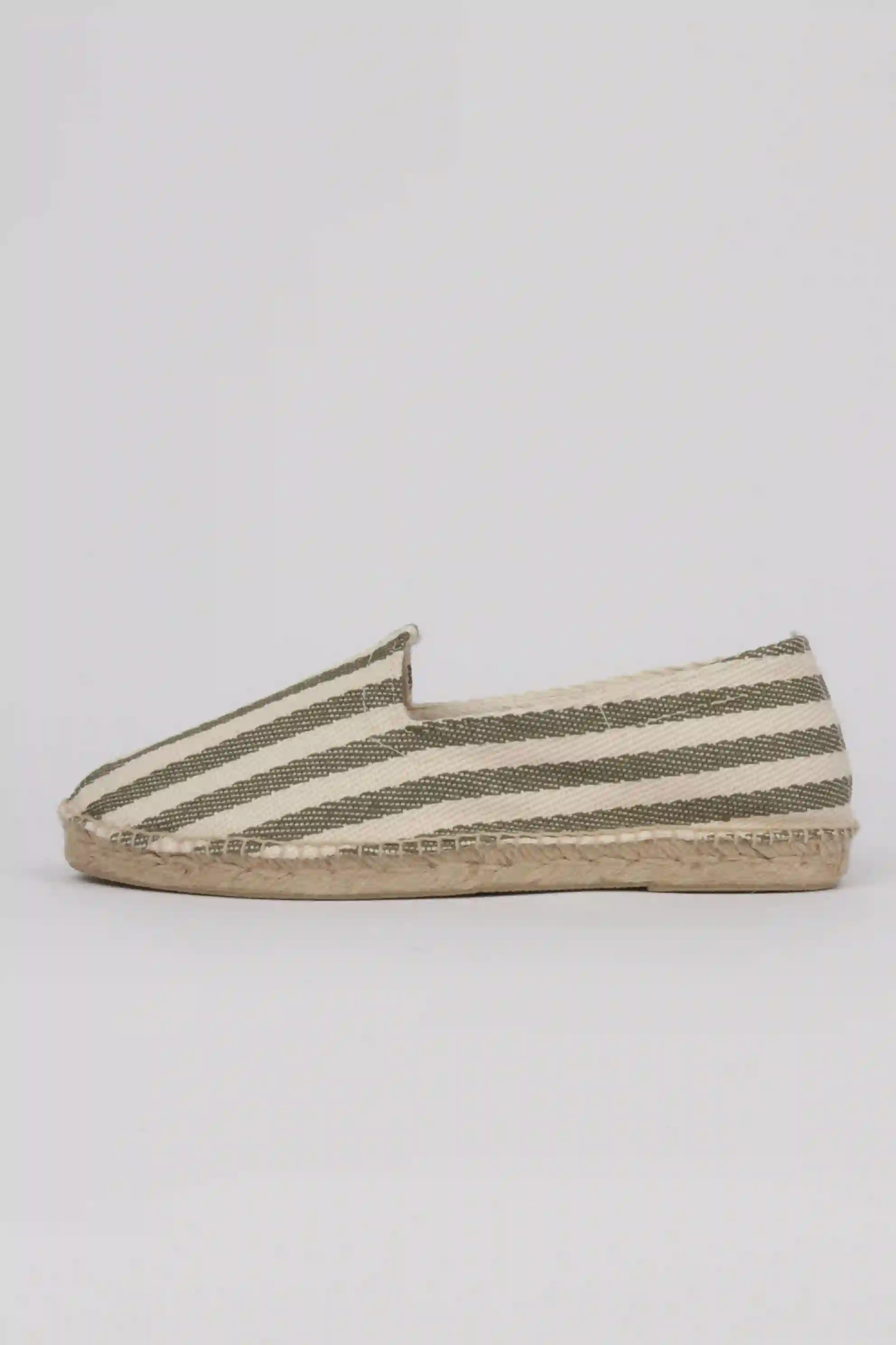 Alpargatas hombre rayas kaki y beige