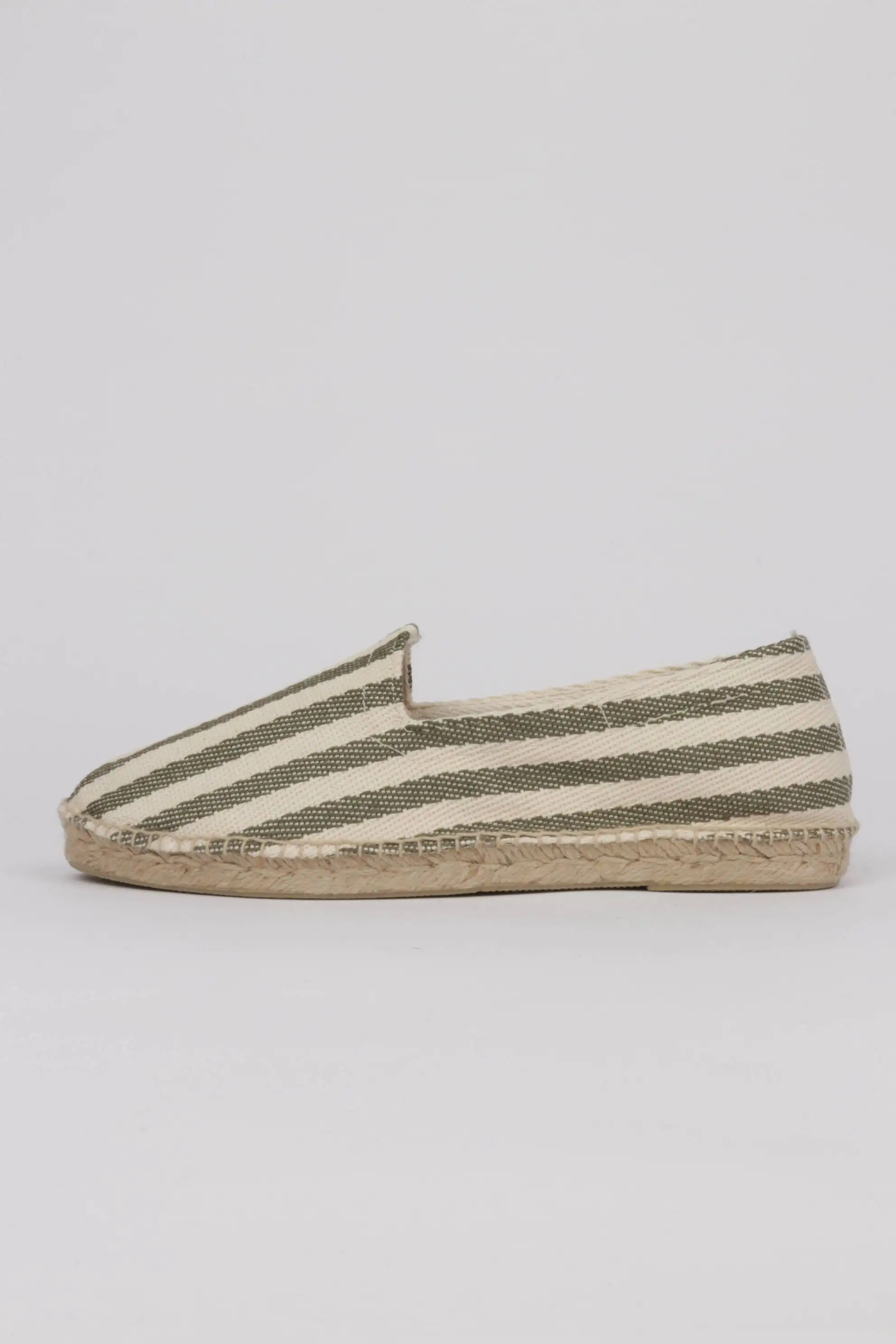 Alpargatas hombre rayas kaki y beige