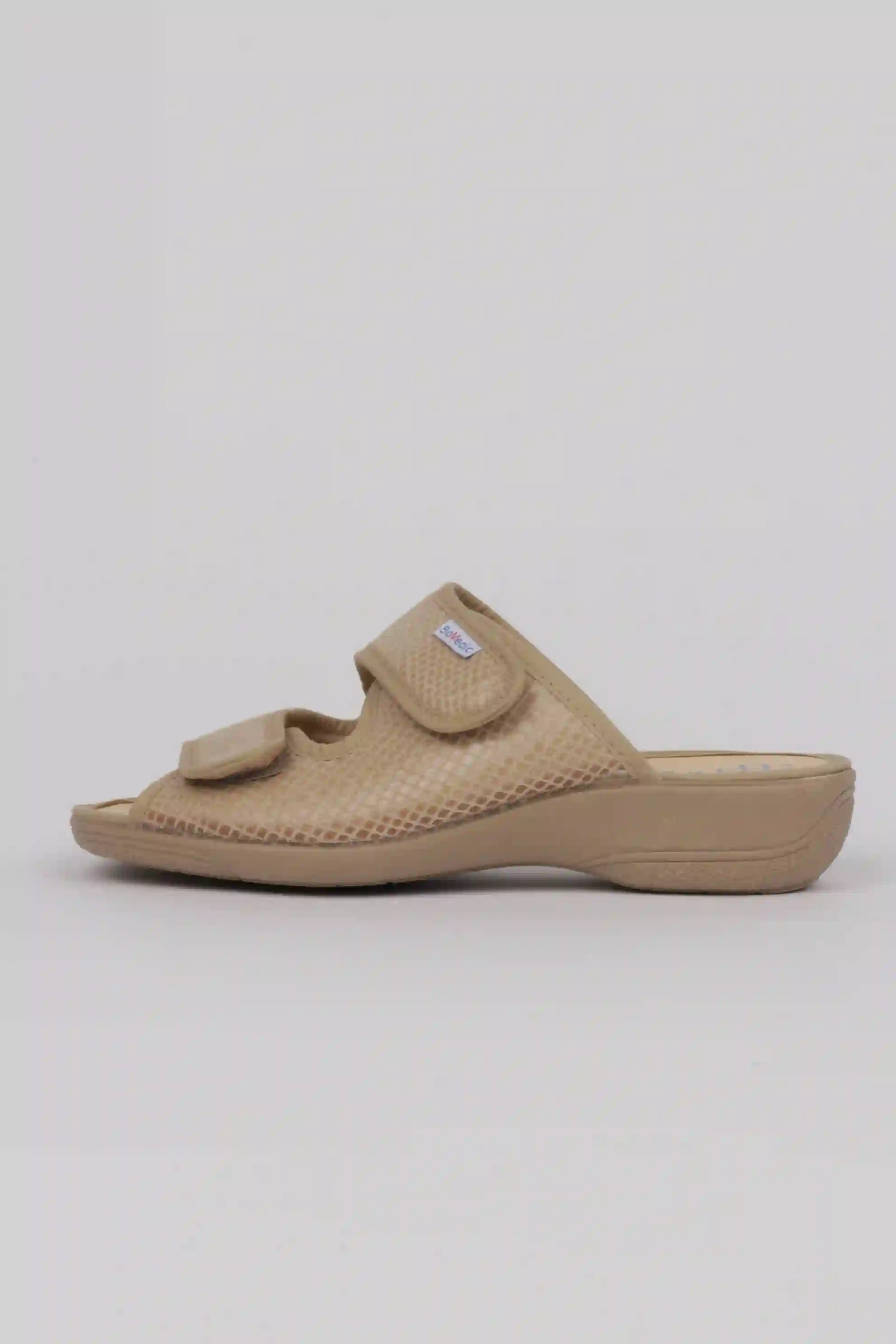 Zapatillas Mujer Con Doble Velcro Tejido Estampado Beige
