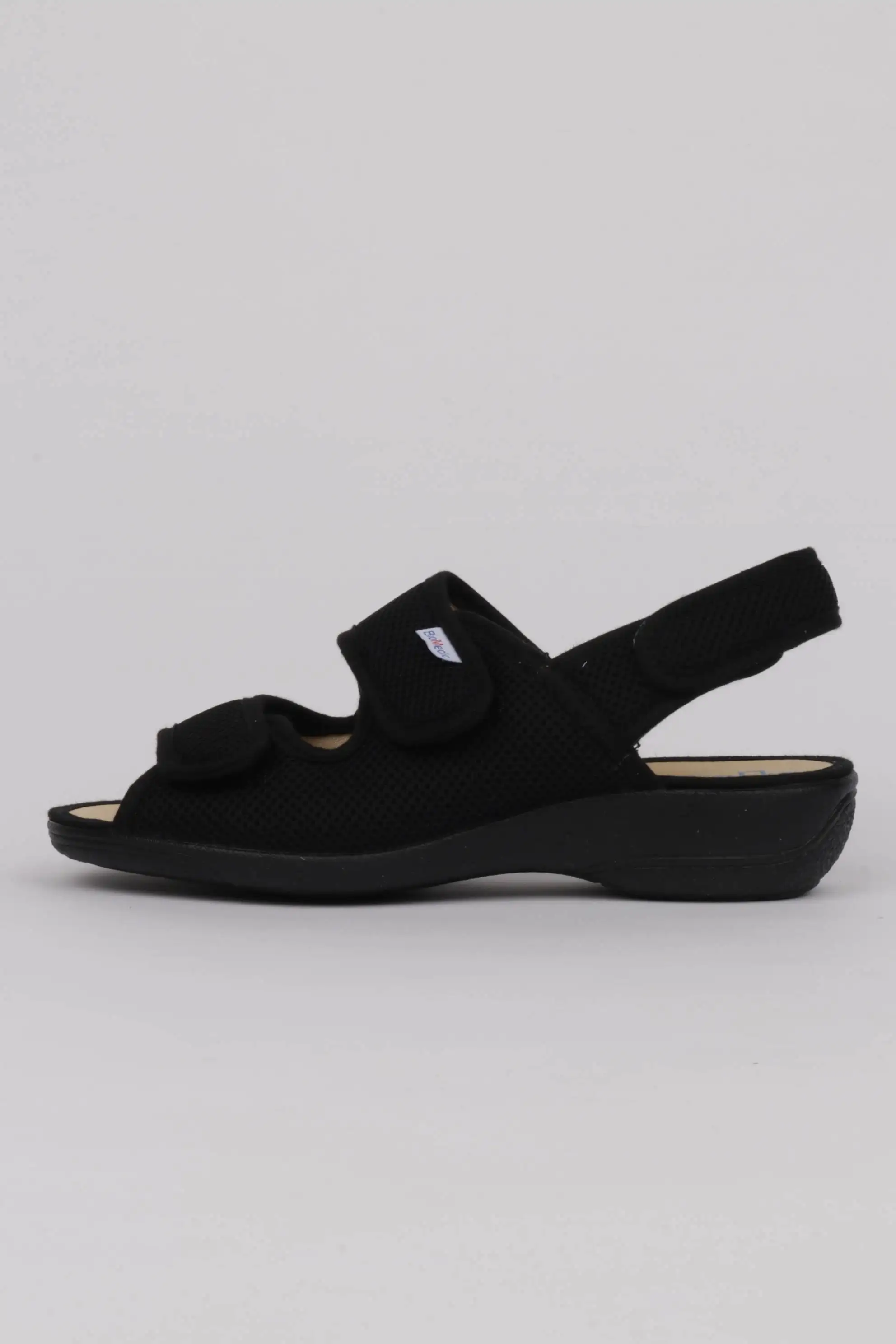 Zapatillas Negras Mujer Tejido Rejilla Detalle Velcros