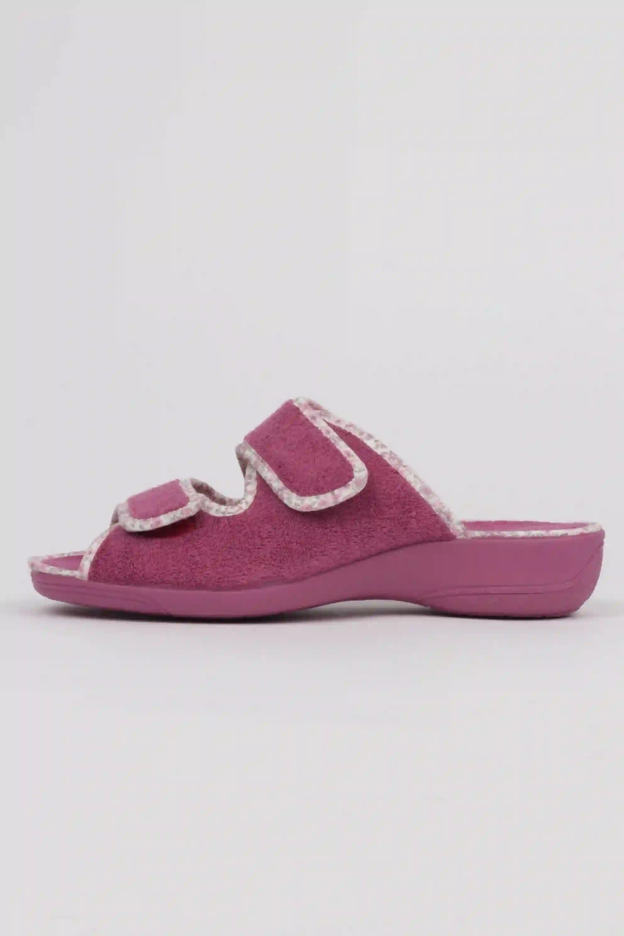 Zapatillas Casa Mujer Con Cuña y DOBLE VELCRO COLOR MALVA