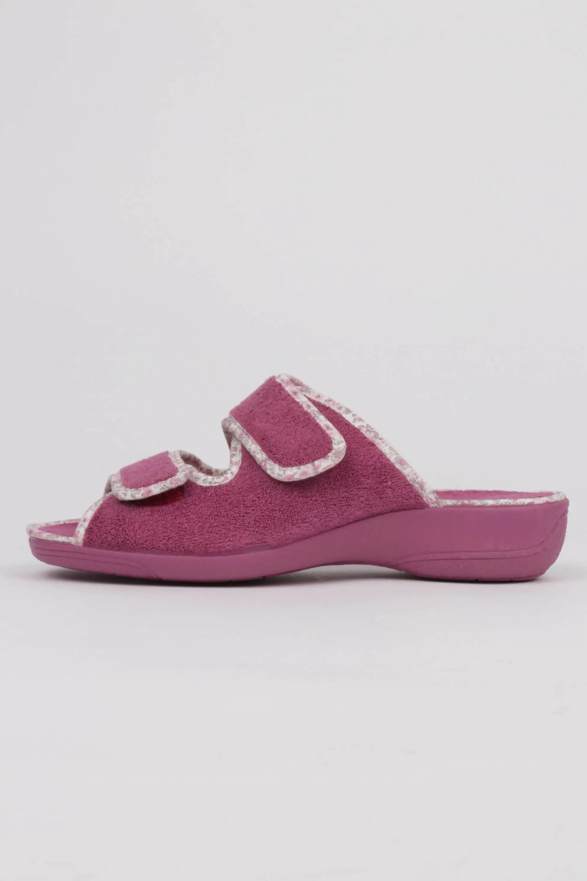 Zapatillas Casa Mujer Con Cuña y DOBLE VELCRO COLOR MALVA