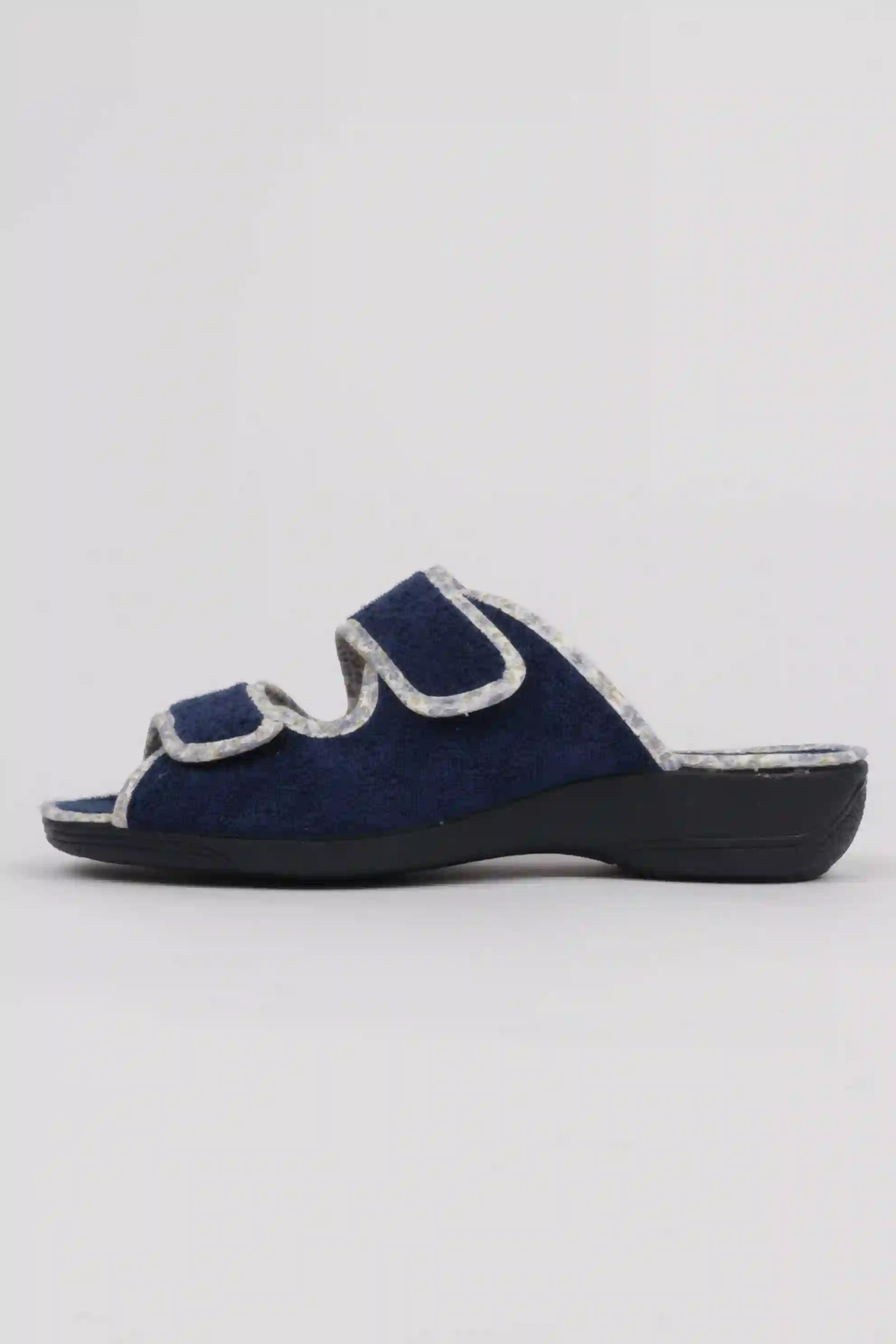 Zapatillas Cuña Mujer Doble Velcro Color Azul Marino