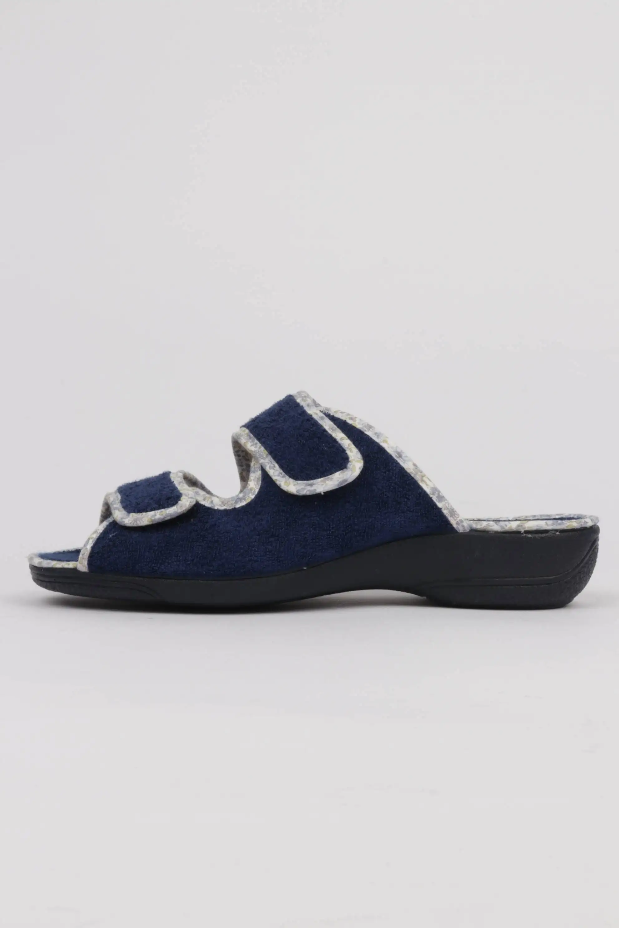 Zapatillas Cuña Mujer Doble Velcro Color Azul Marino