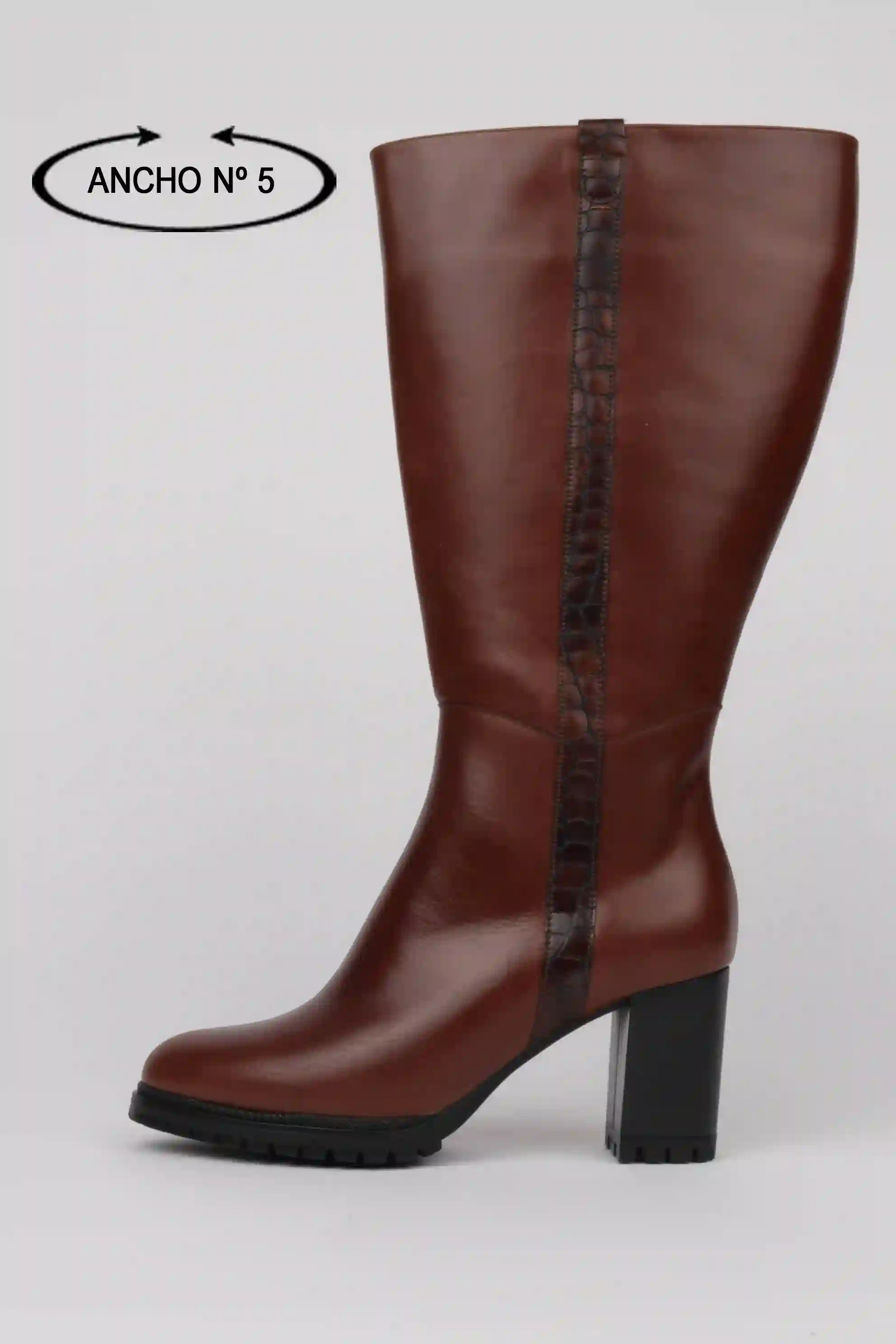 Botas altas Tacón Mujer Marrón Ancho xxxl