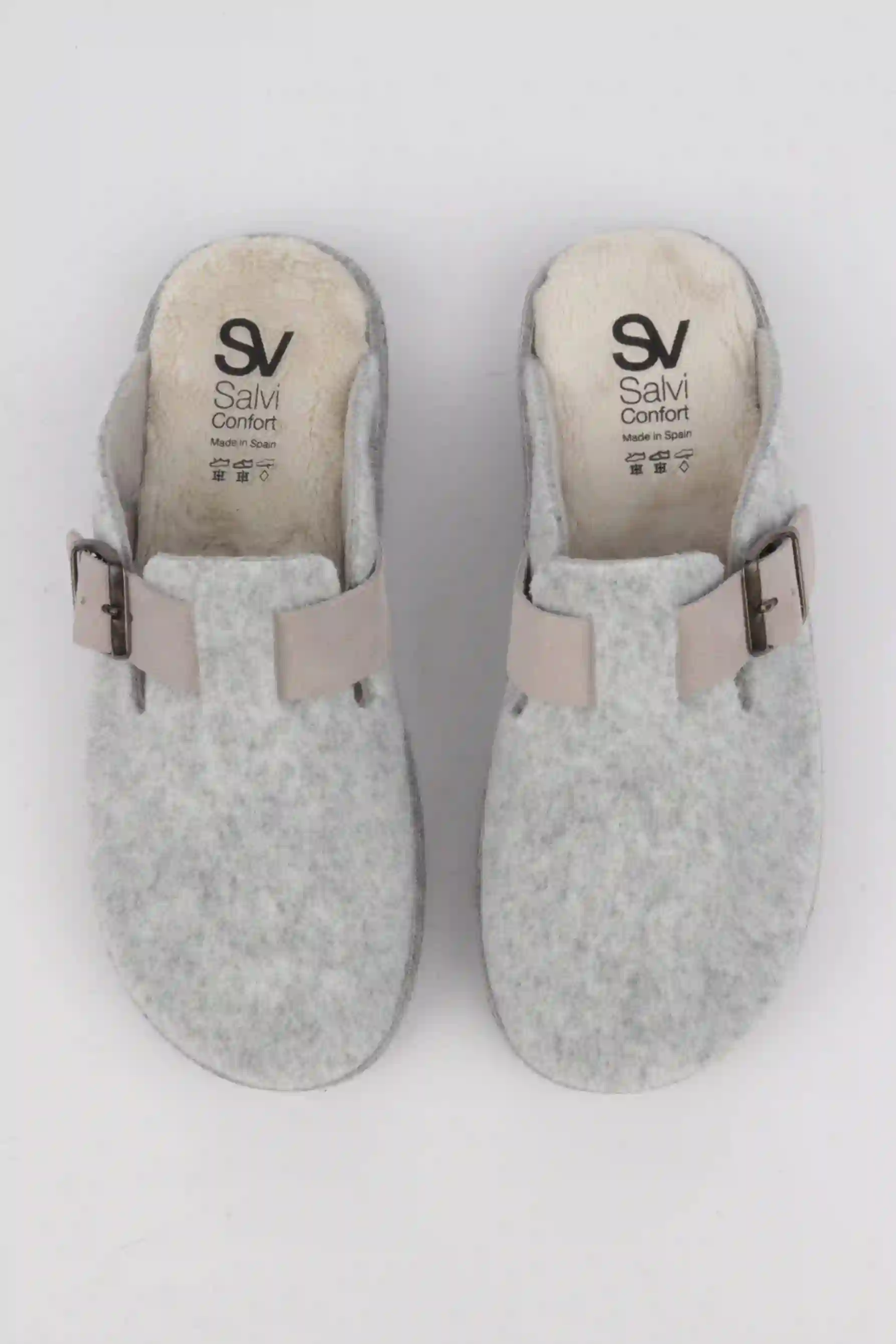 Zapatillas Casa Mujer Color Gris Detalle Hebilla