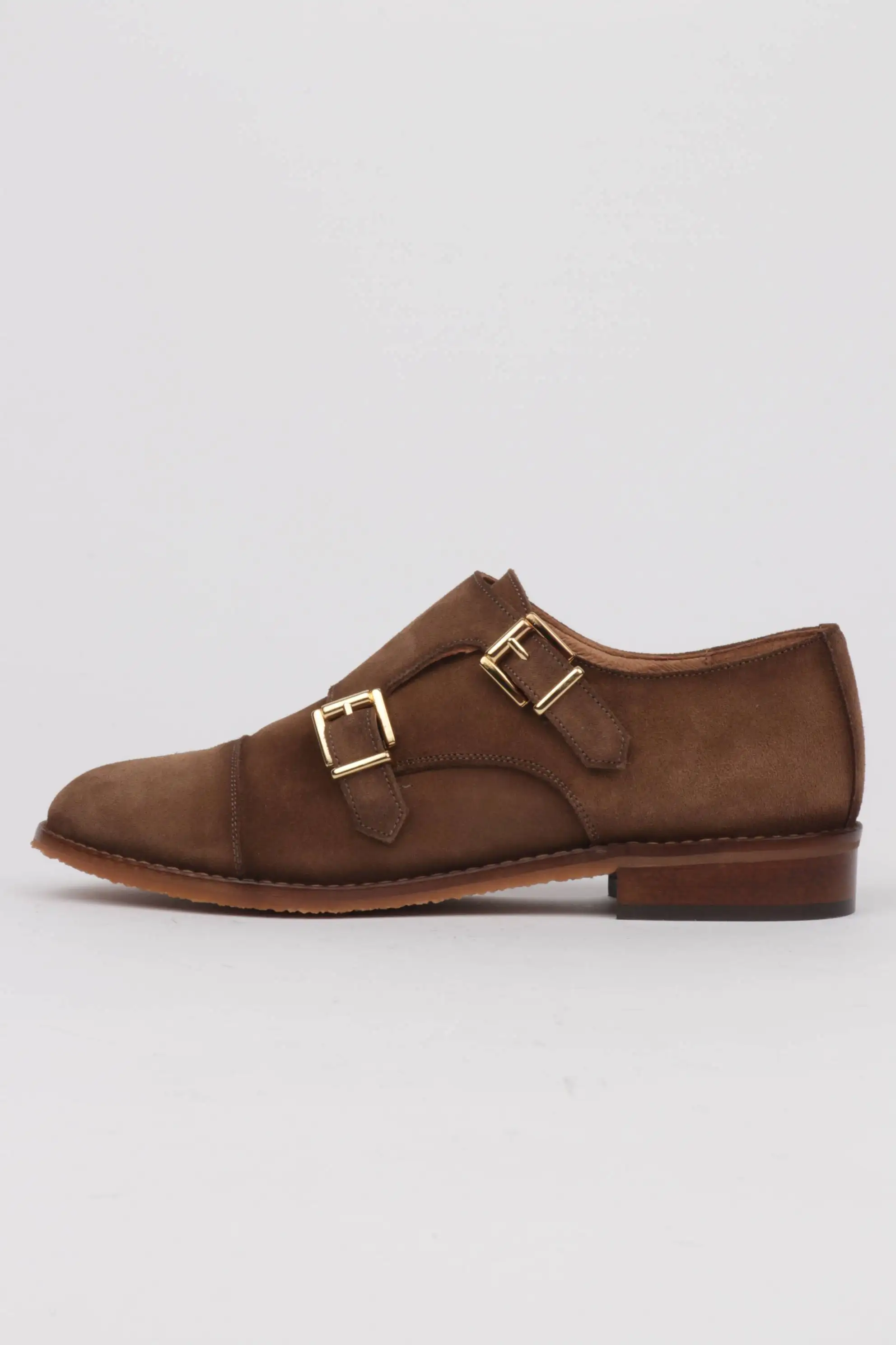 Zapatos Hebillas Piel Serraje Taupe