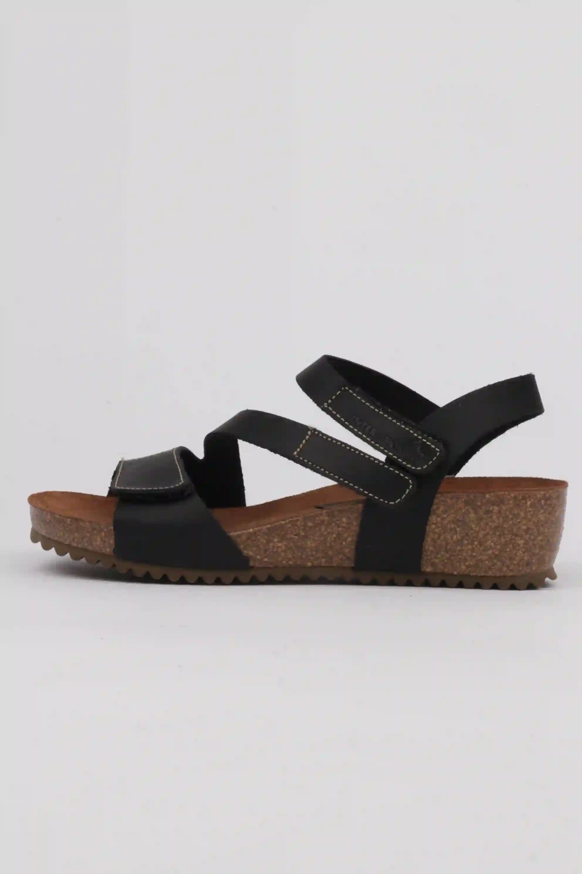 Sandalias negras interbios cuaña detalle velcro