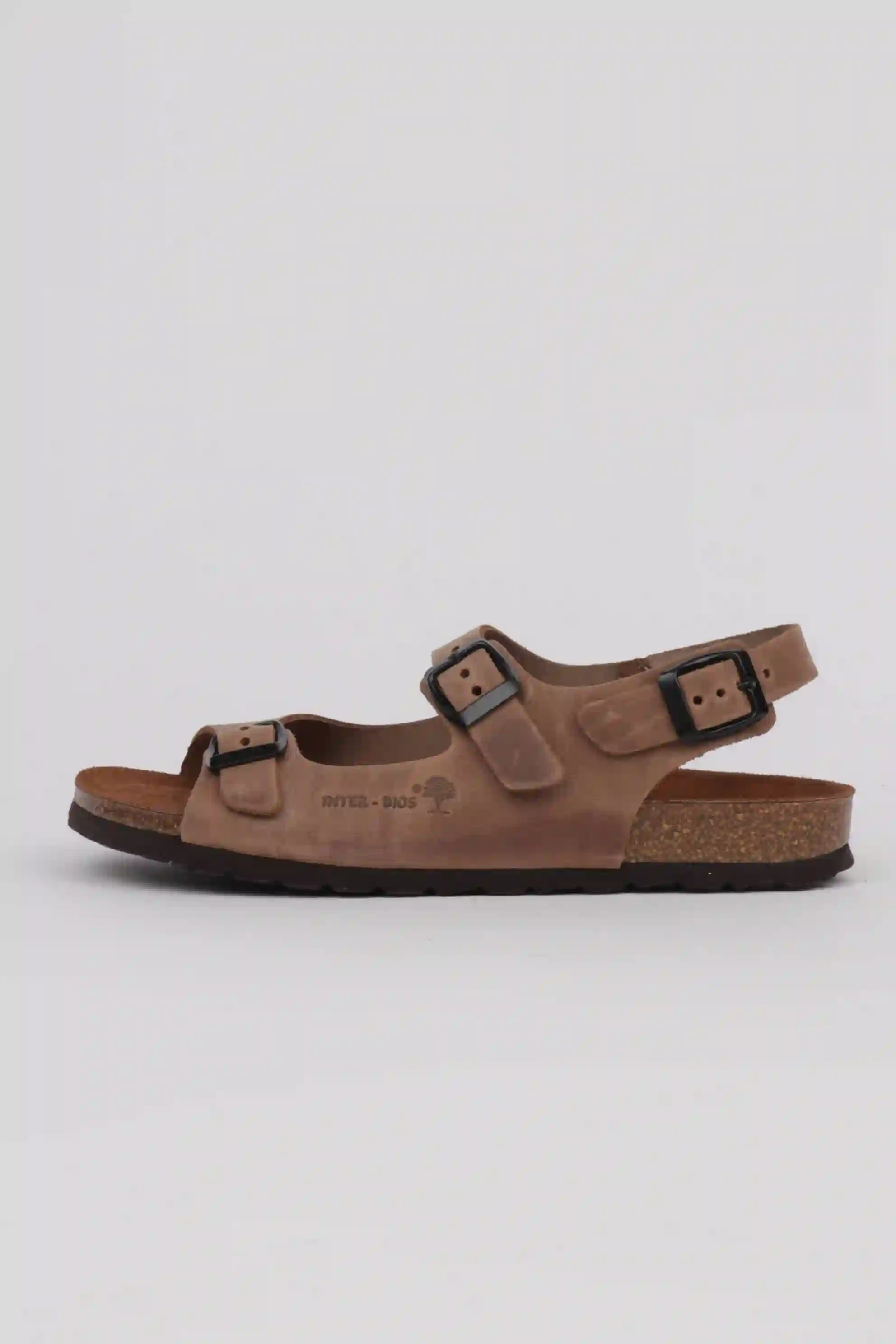 Sandalias inter bios tres hebillas color beige