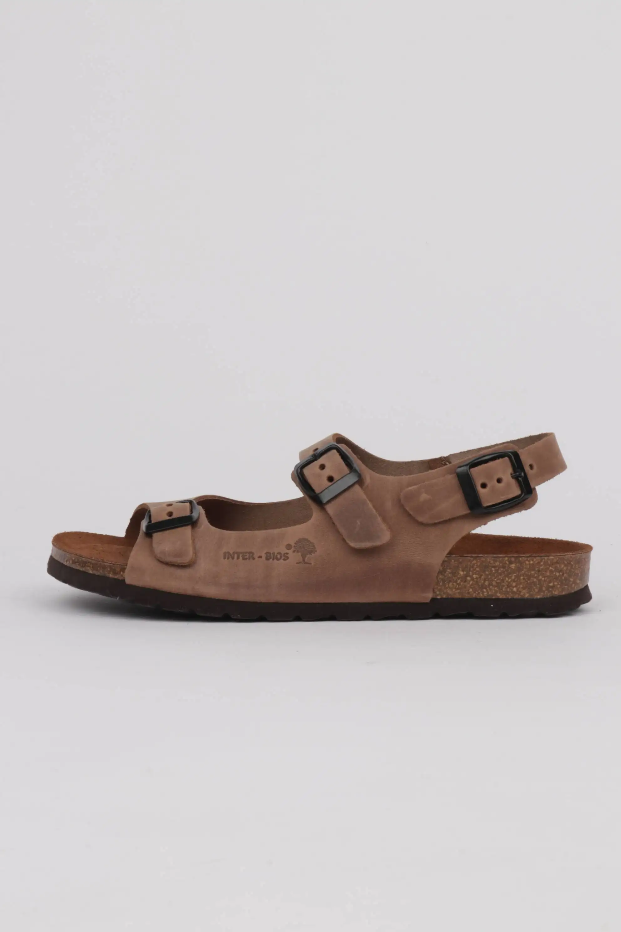 Sandalias inter bios tres hebillas color beige