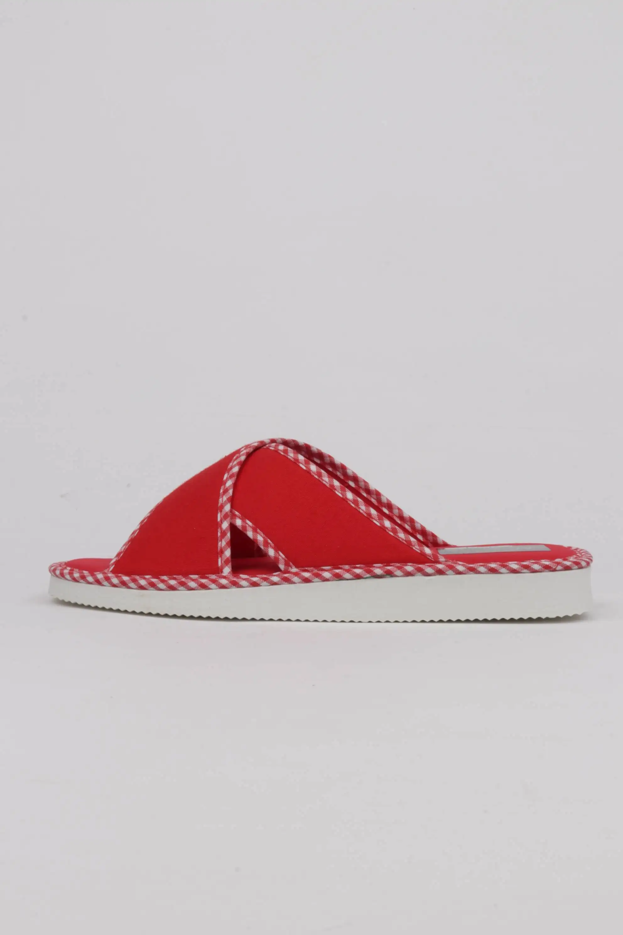 Zapatillas Casa Mujer Rojas Tiras Cruzadas