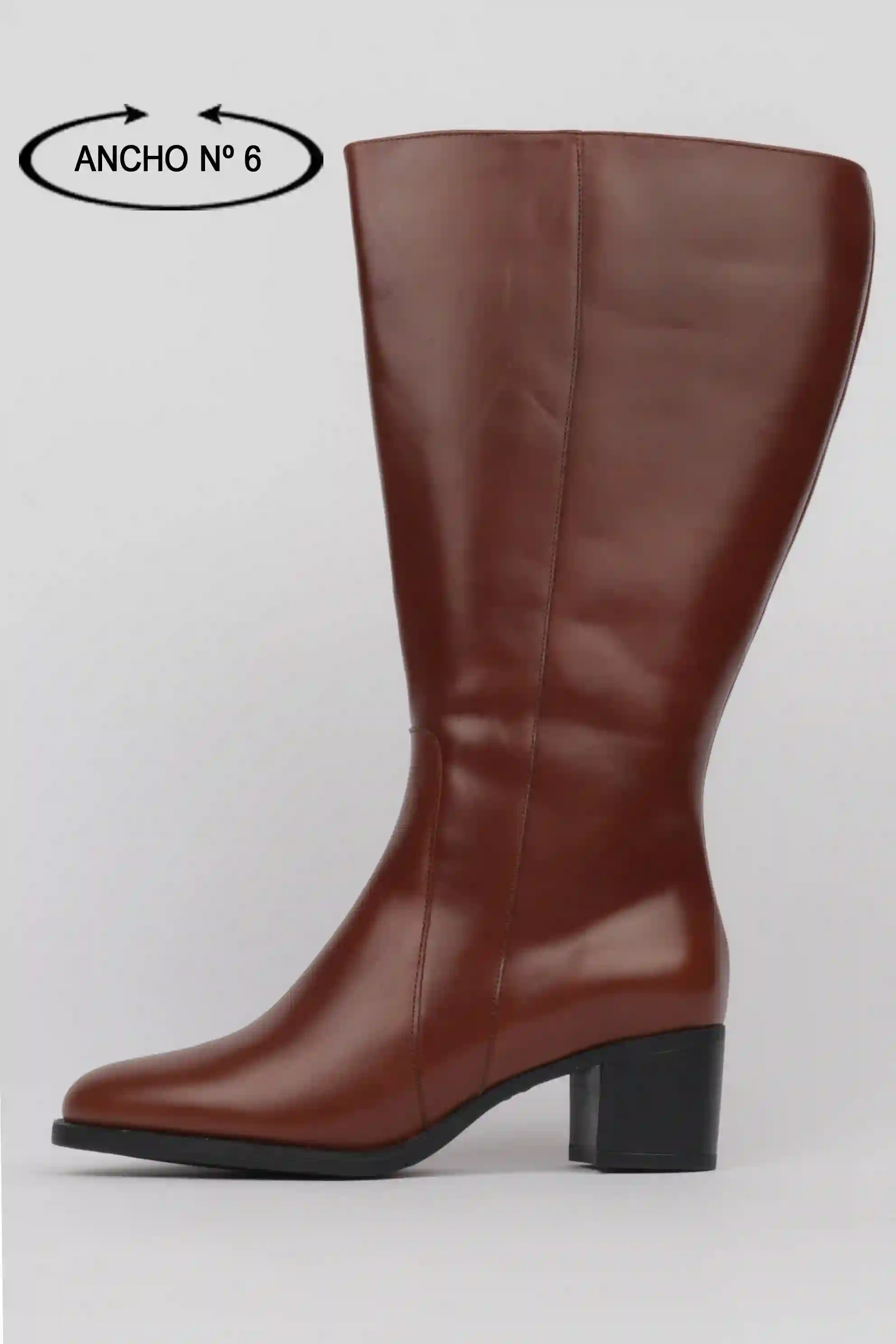 Botas altas marrones tacón pierna ancha XXXXL